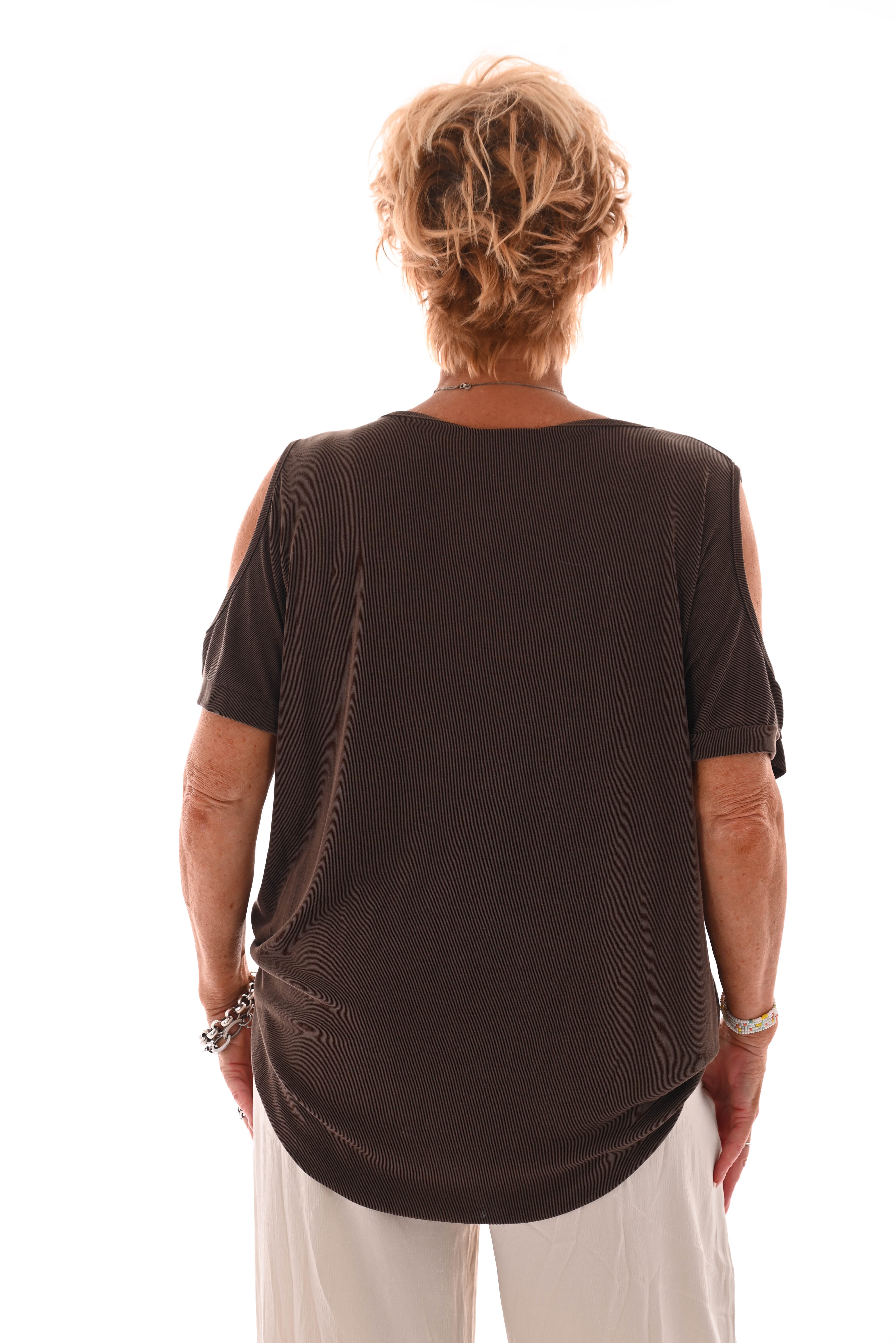 Shirt met schelpen details bruin