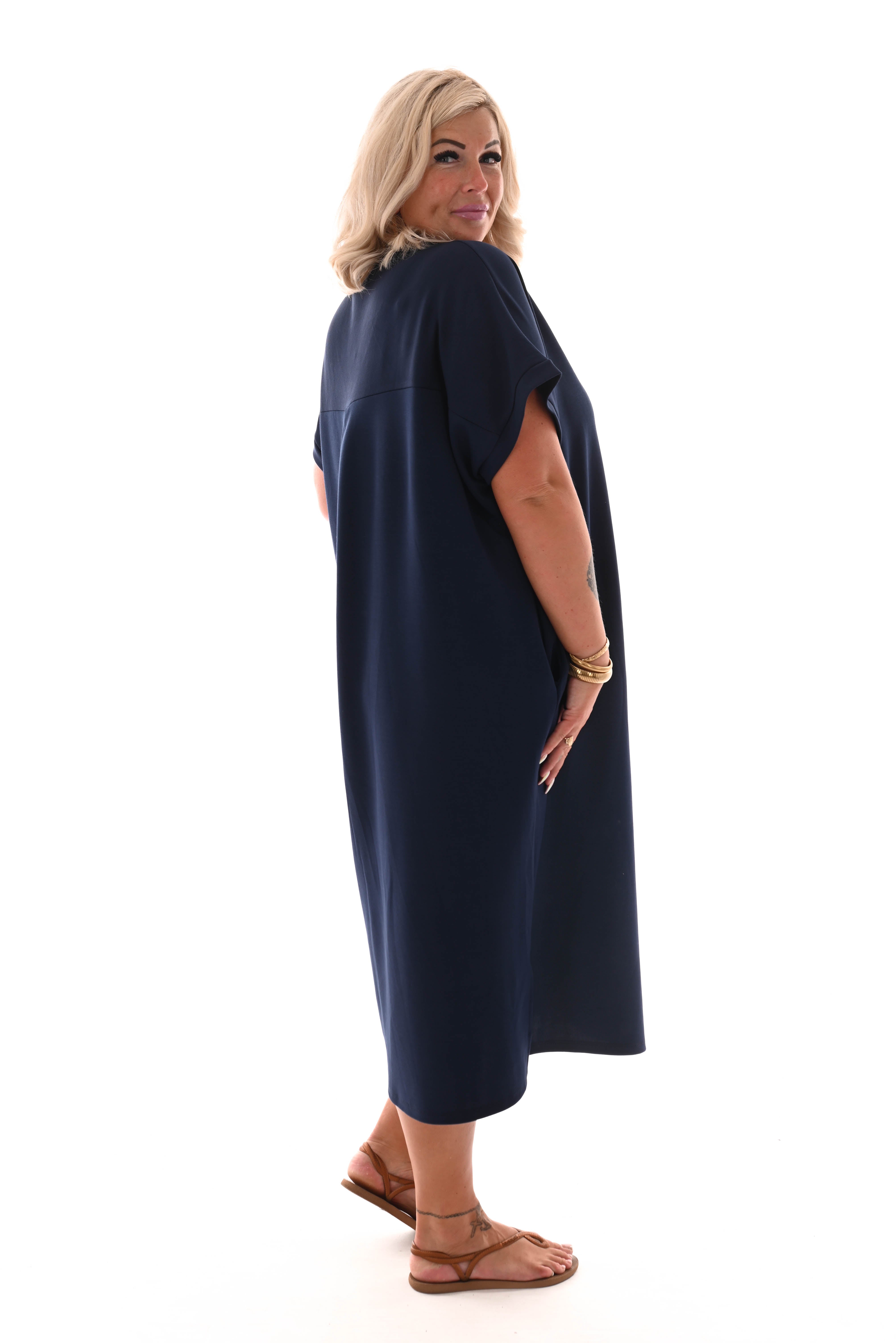 Jurk v-hals soho marineblauw