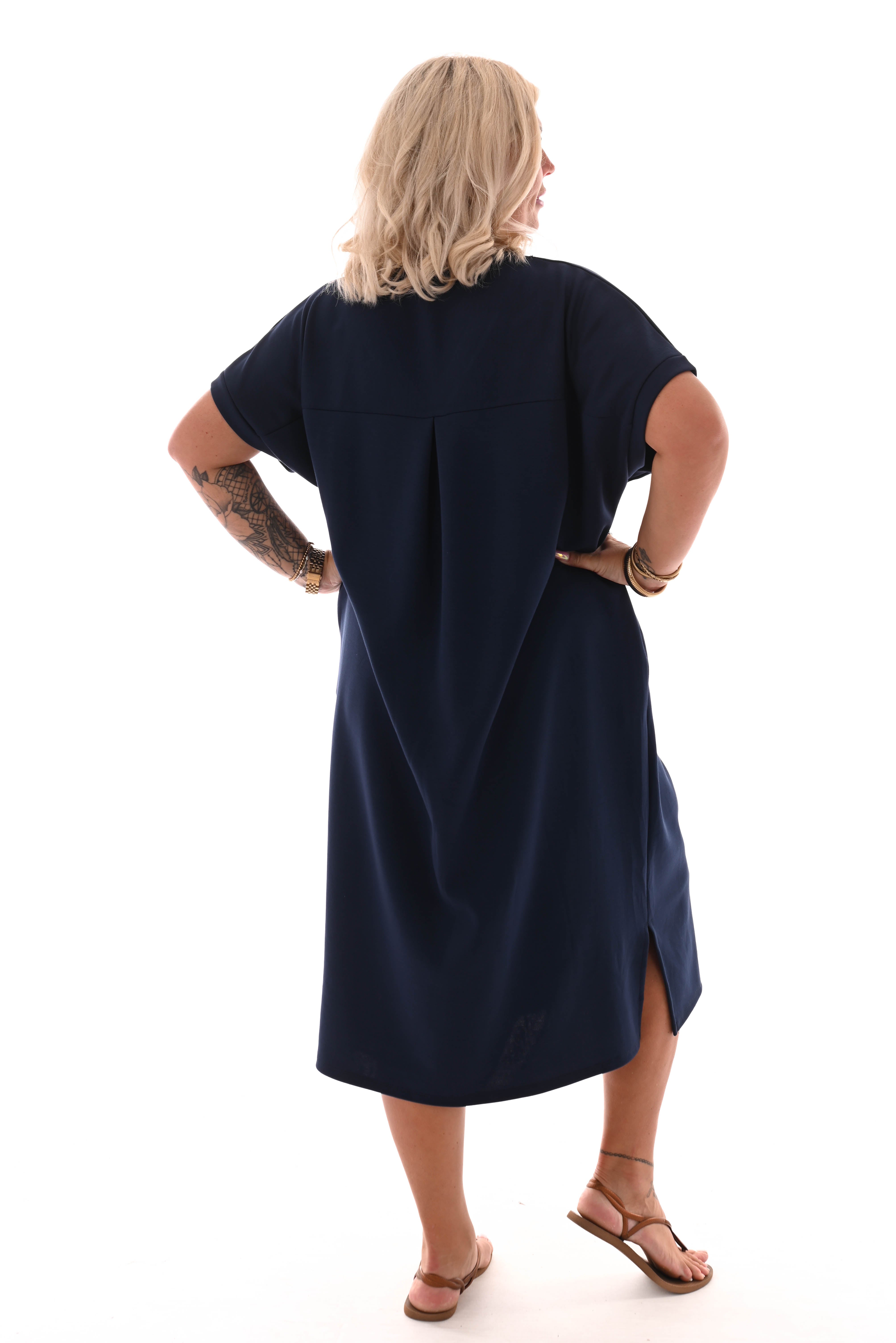 Jurk v-hals soho marineblauw