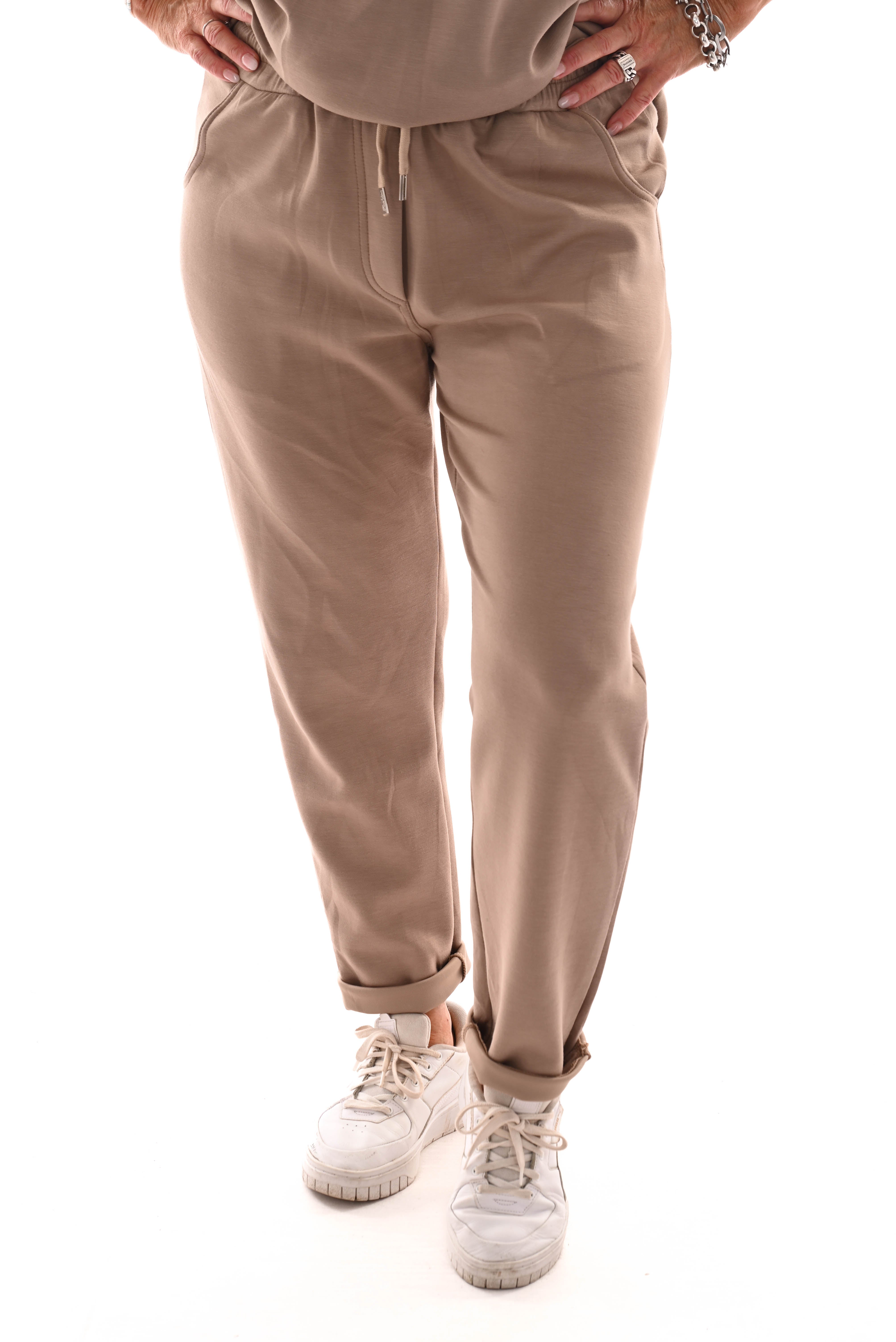Tweedelig pak v-hals uni taupe