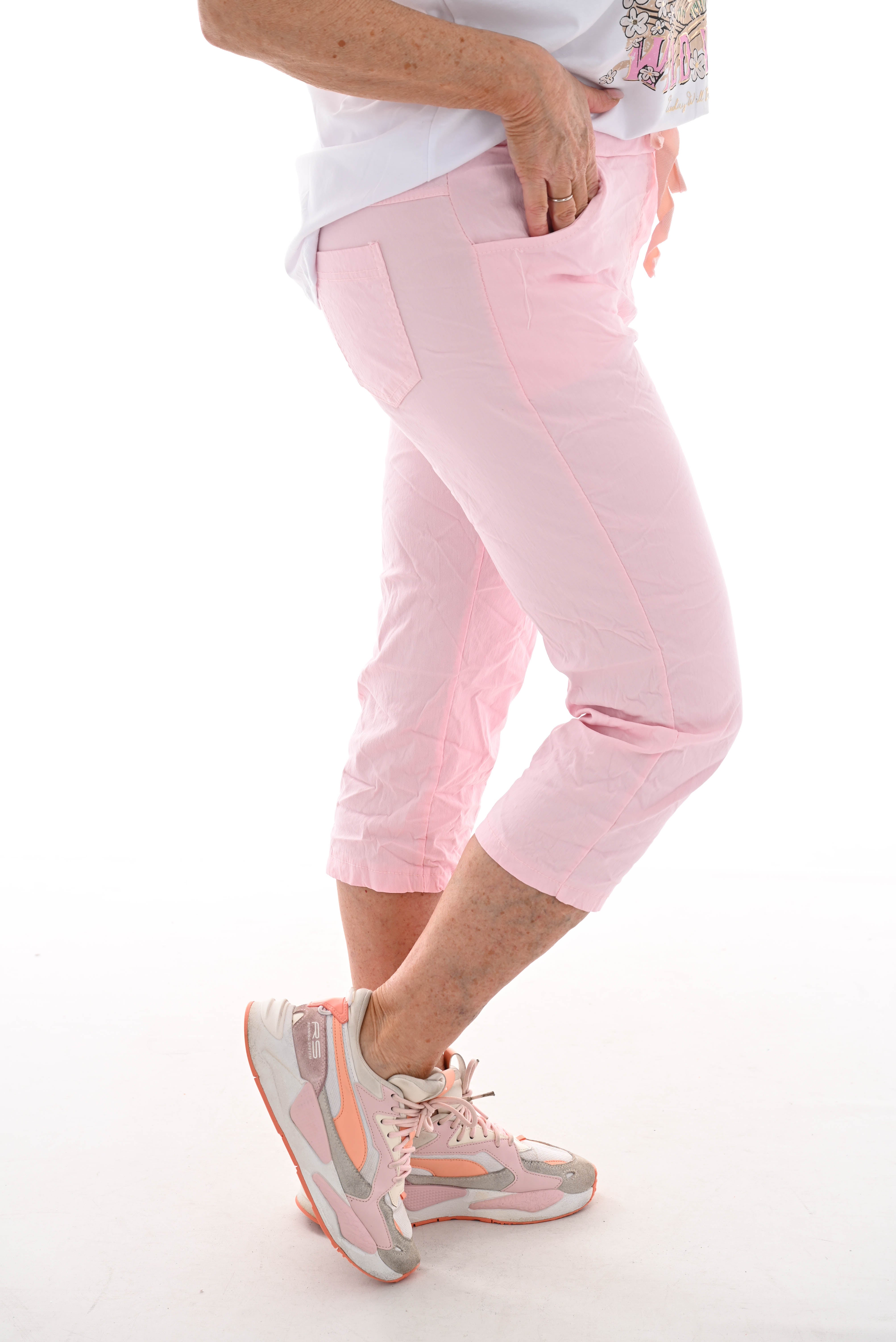 Stretchbroek uni capri babyroze