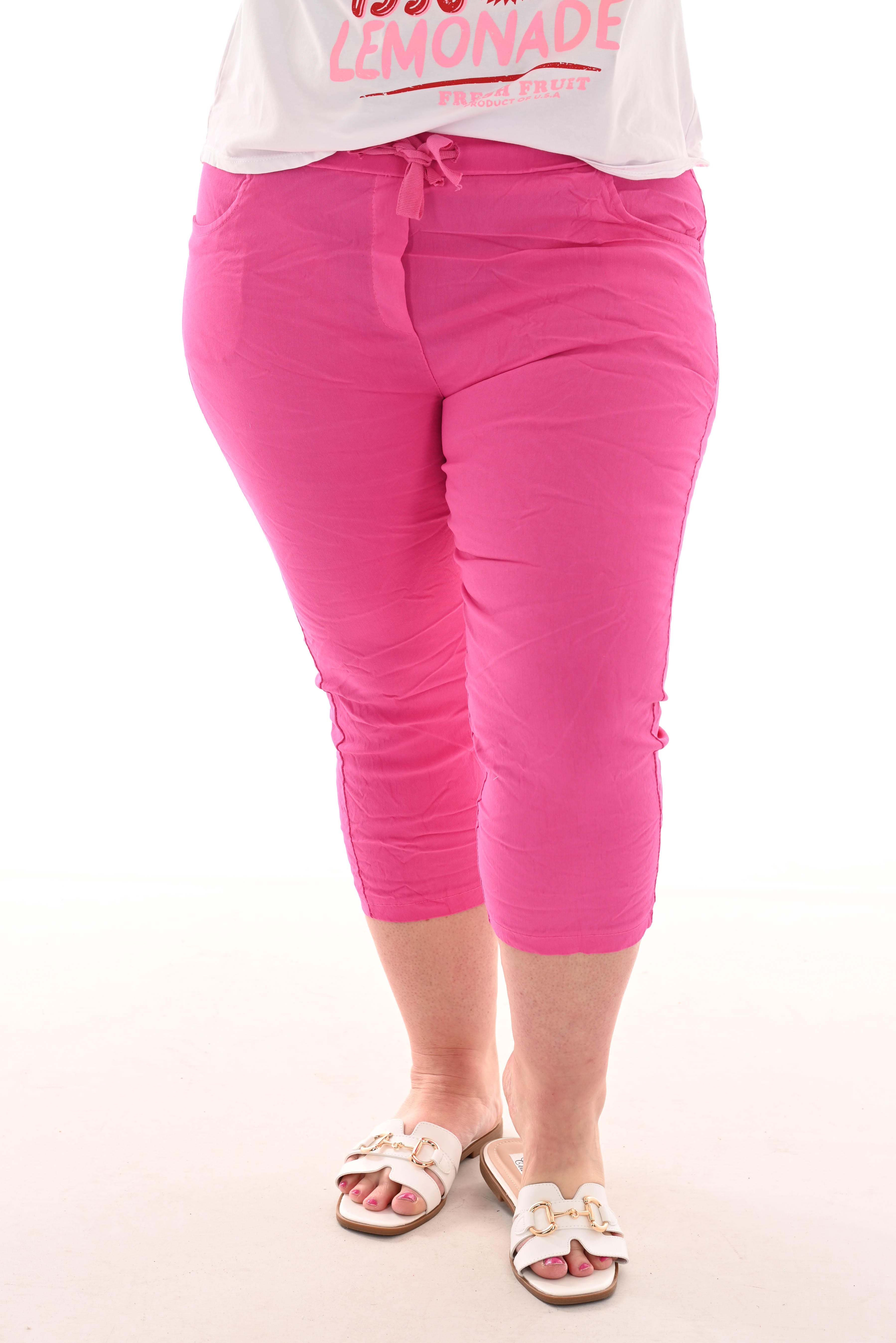 Stretchbroek uni capri fuchsia