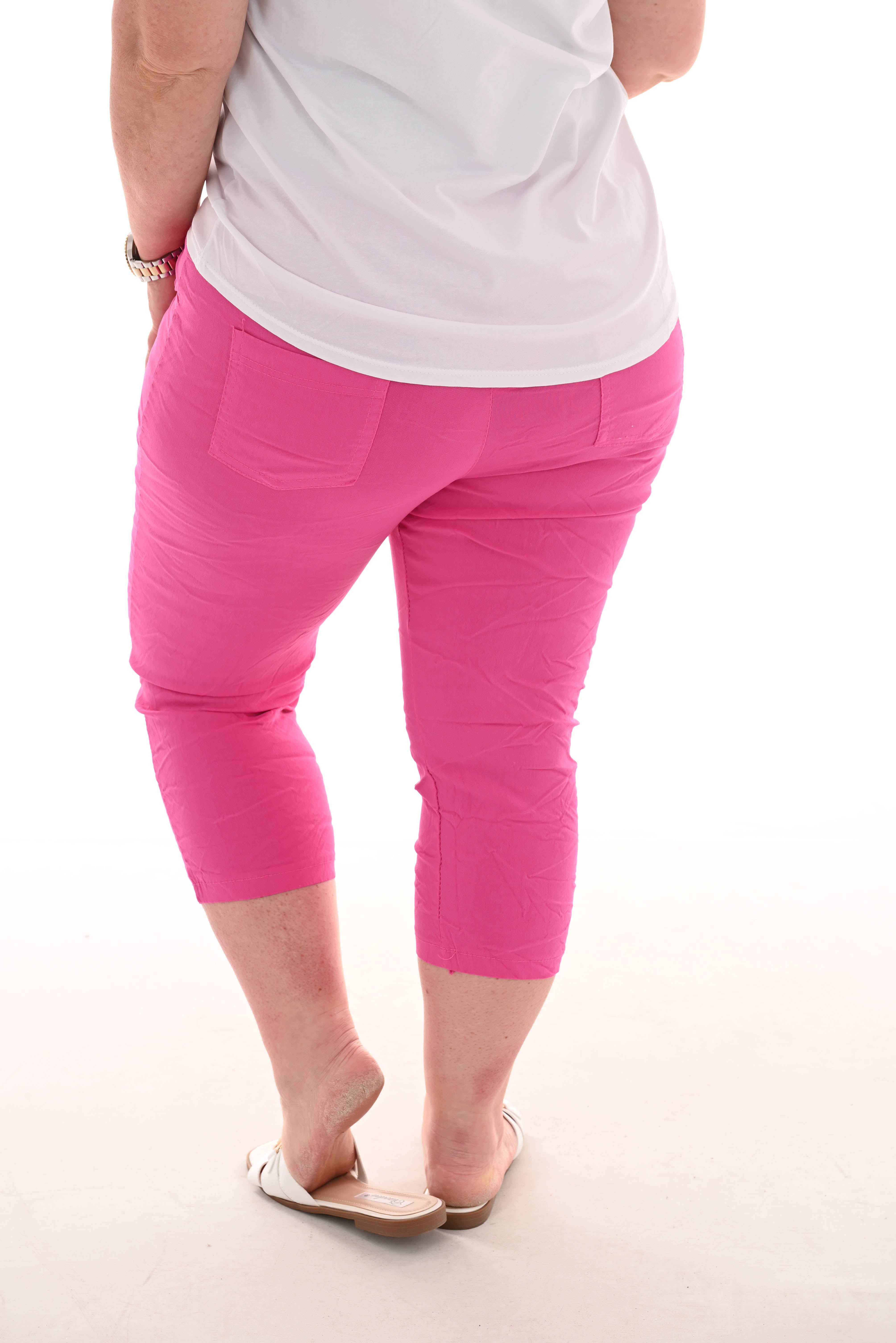 Stretchbroek uni capri fuchsia