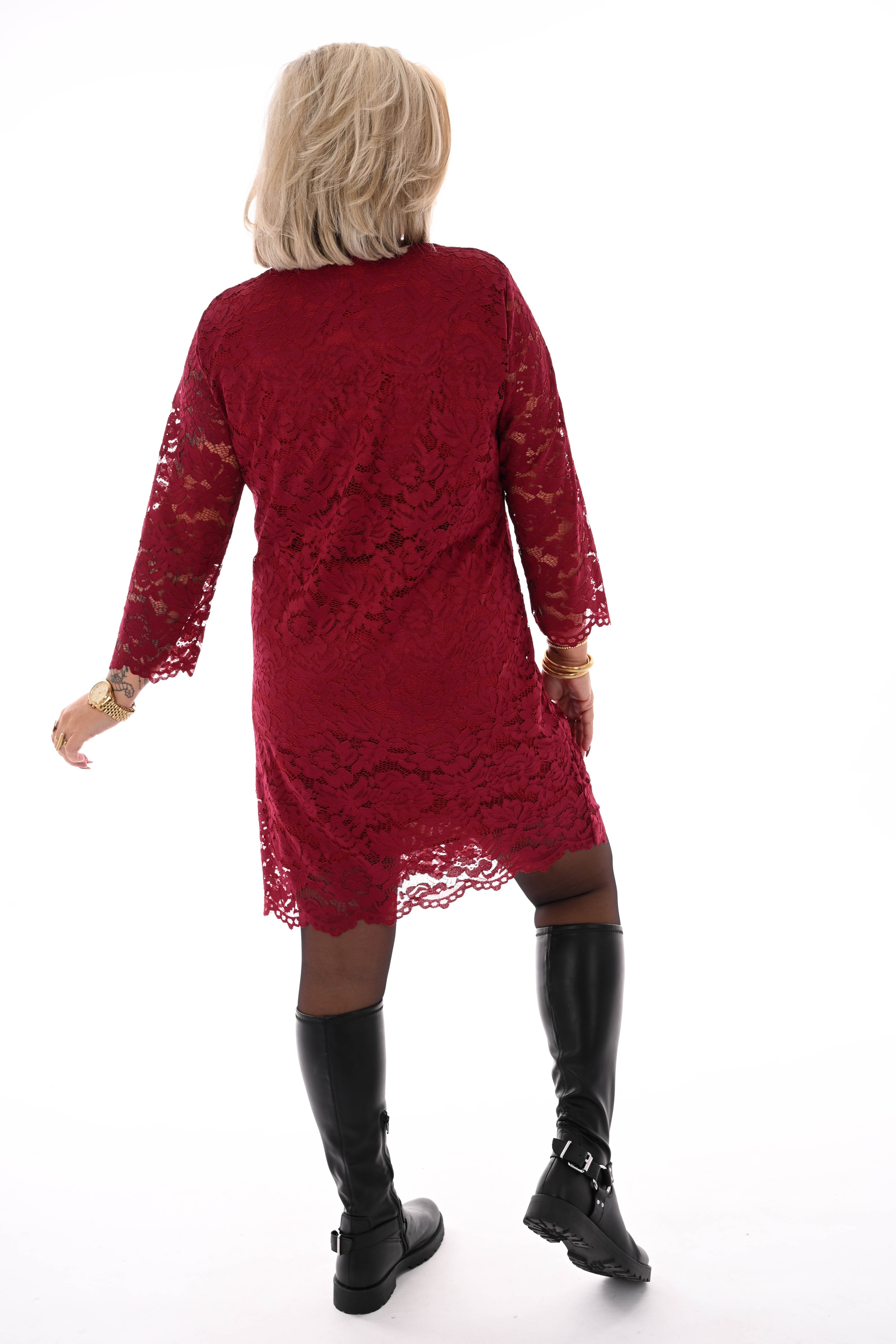 Kanten jurk bordeaux