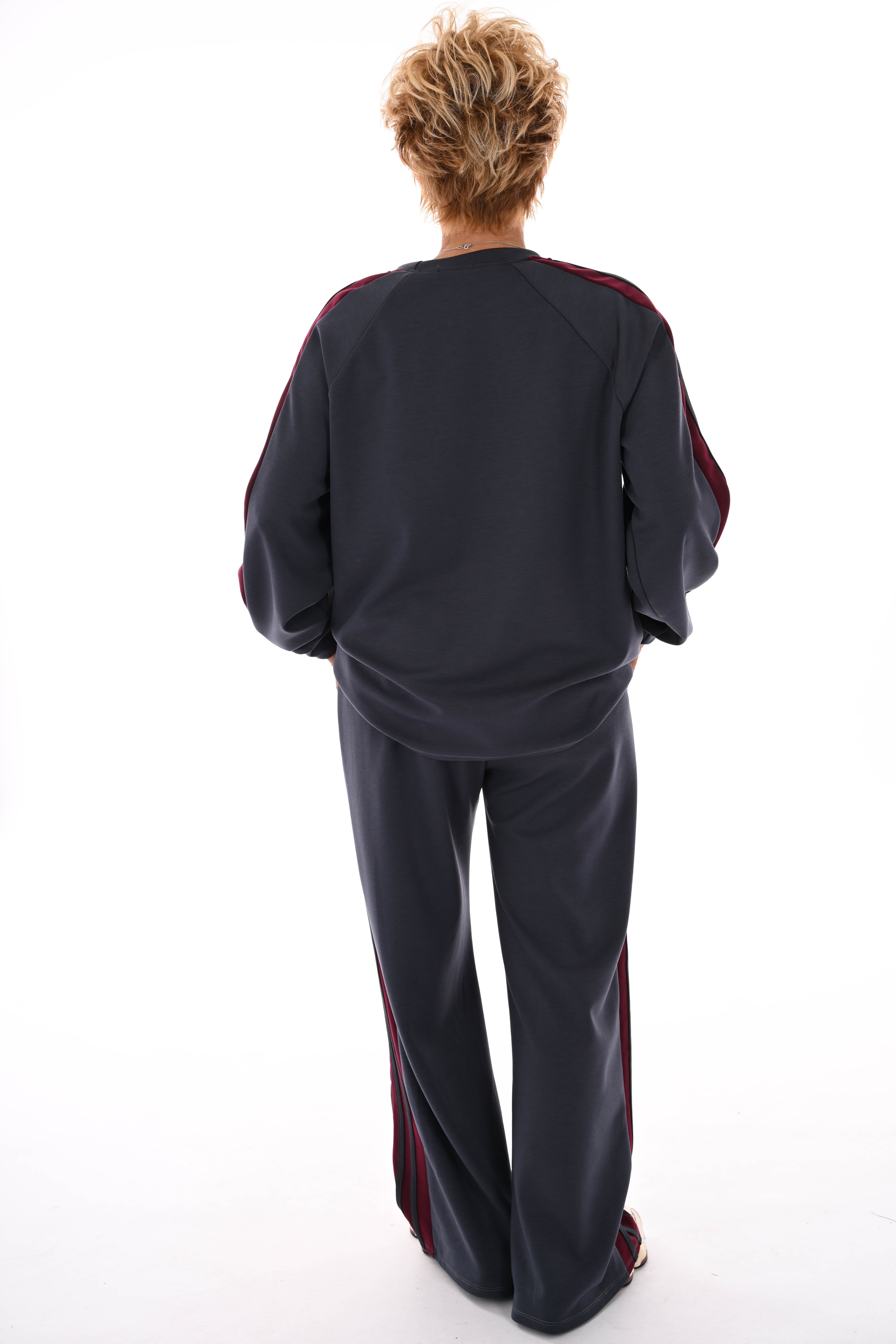 Tweedelig pak strepen bies antraciet