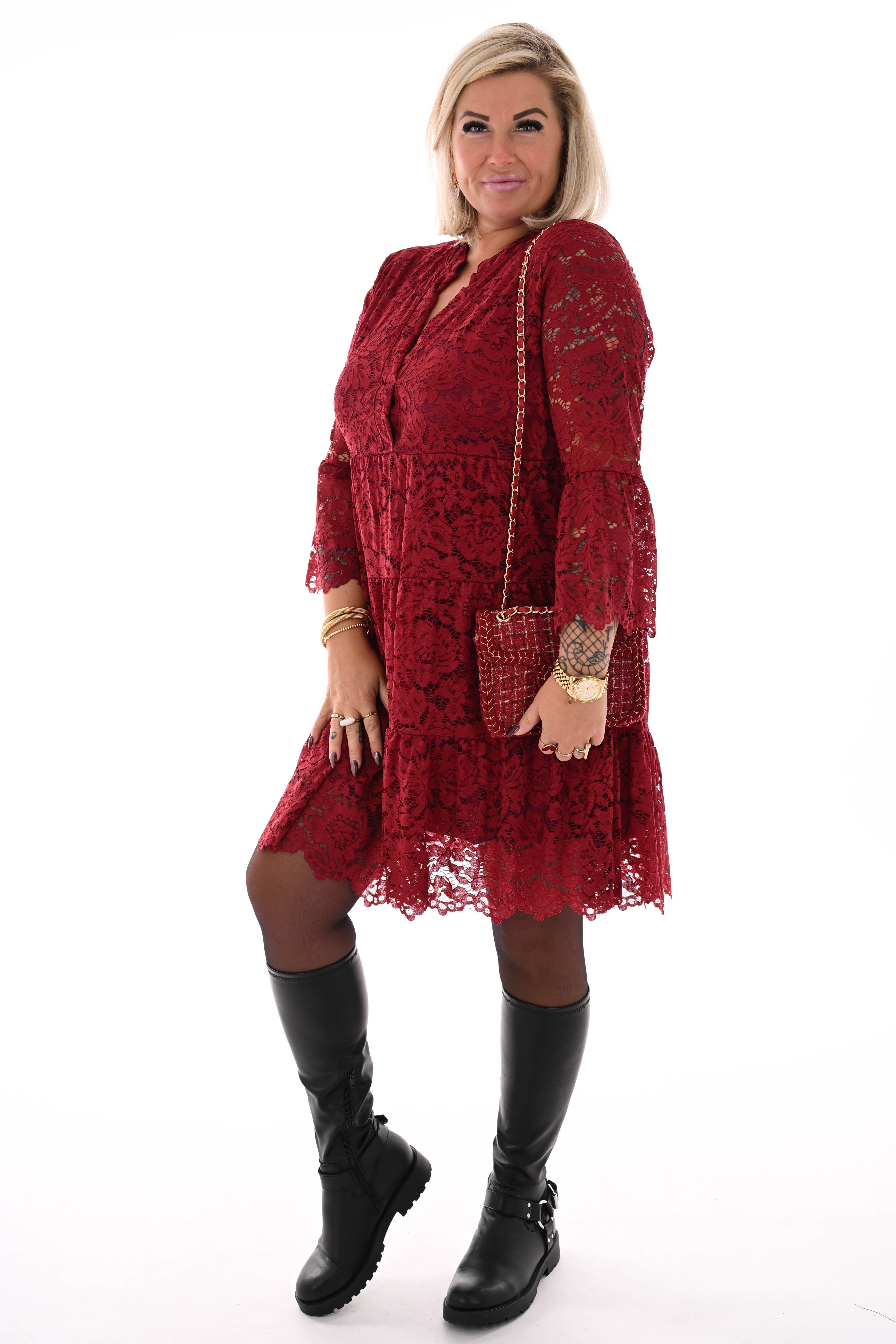 Mini schoudertas lurex rood