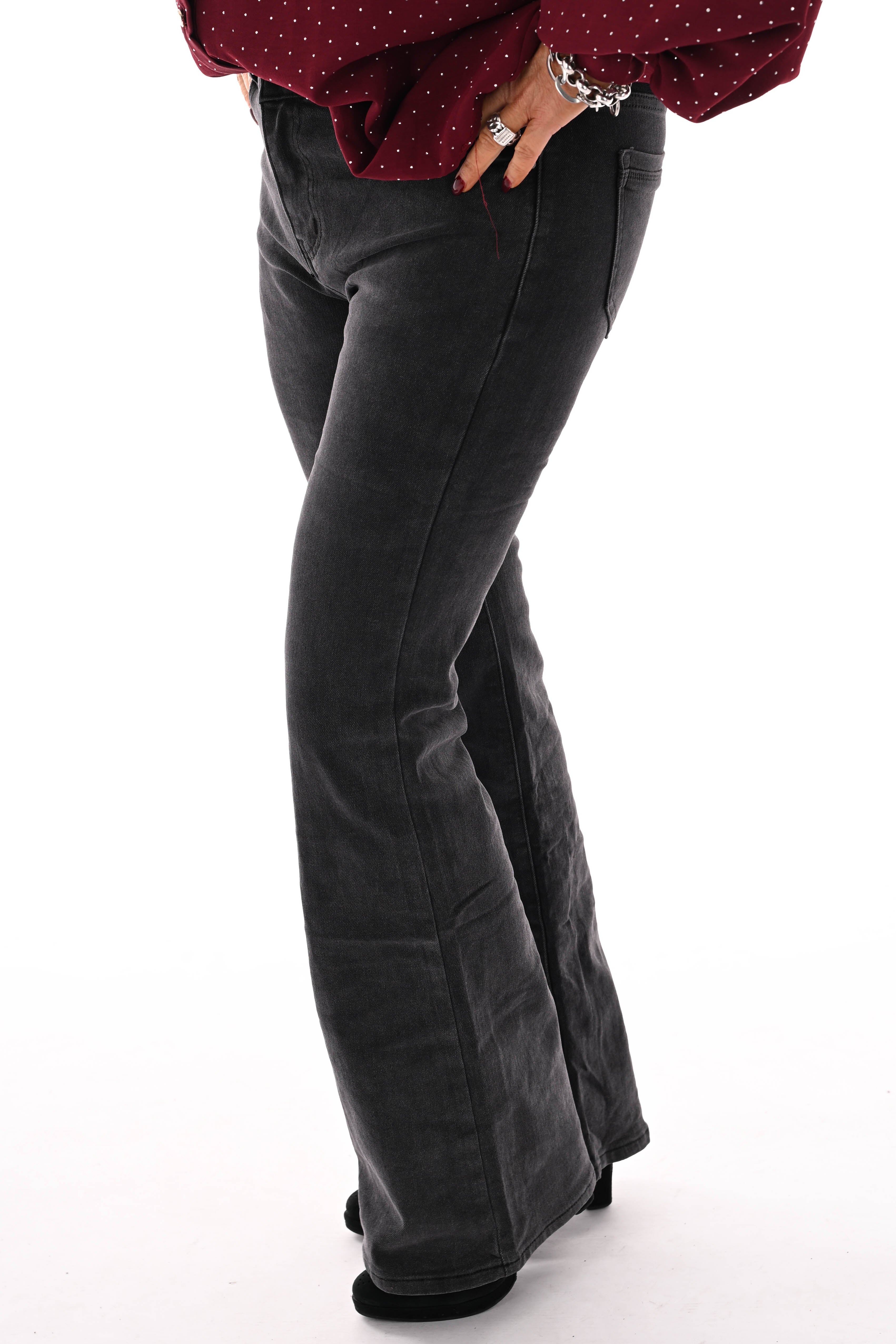 BB.S jeans flared donkergrijs