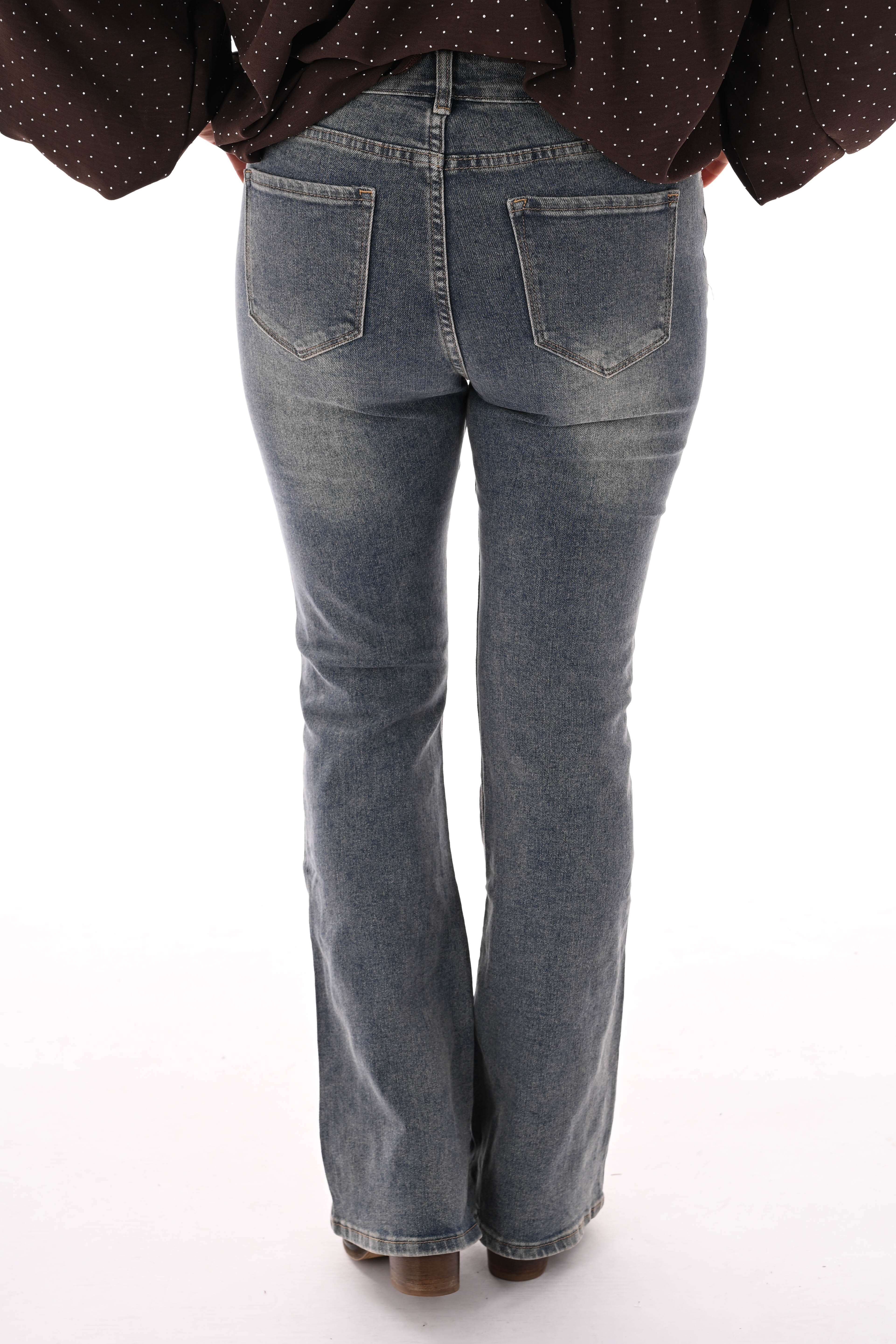 Norfy high waist flair leg stonewash