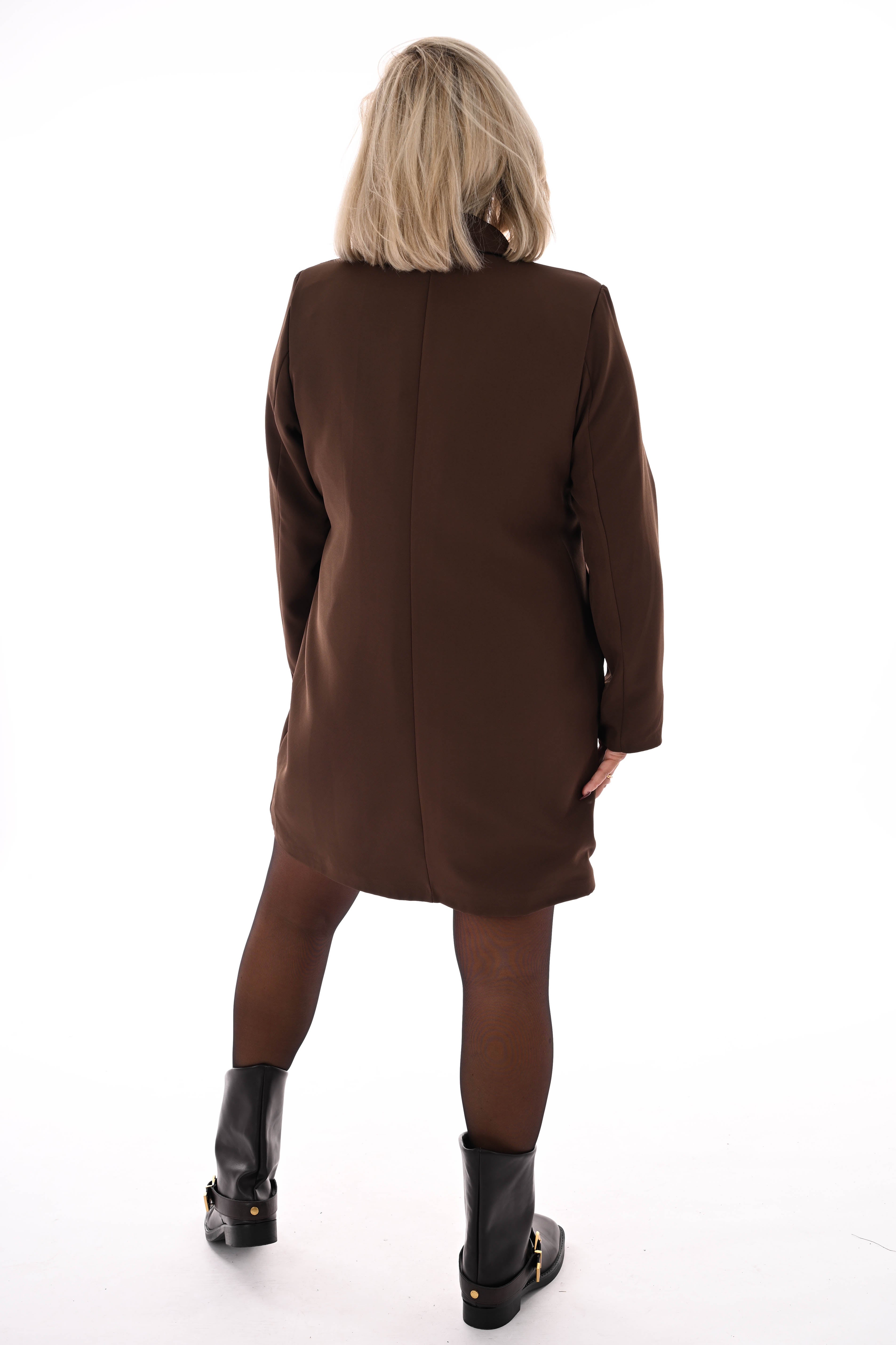 Blazer wikkeljurk met kraag bruin