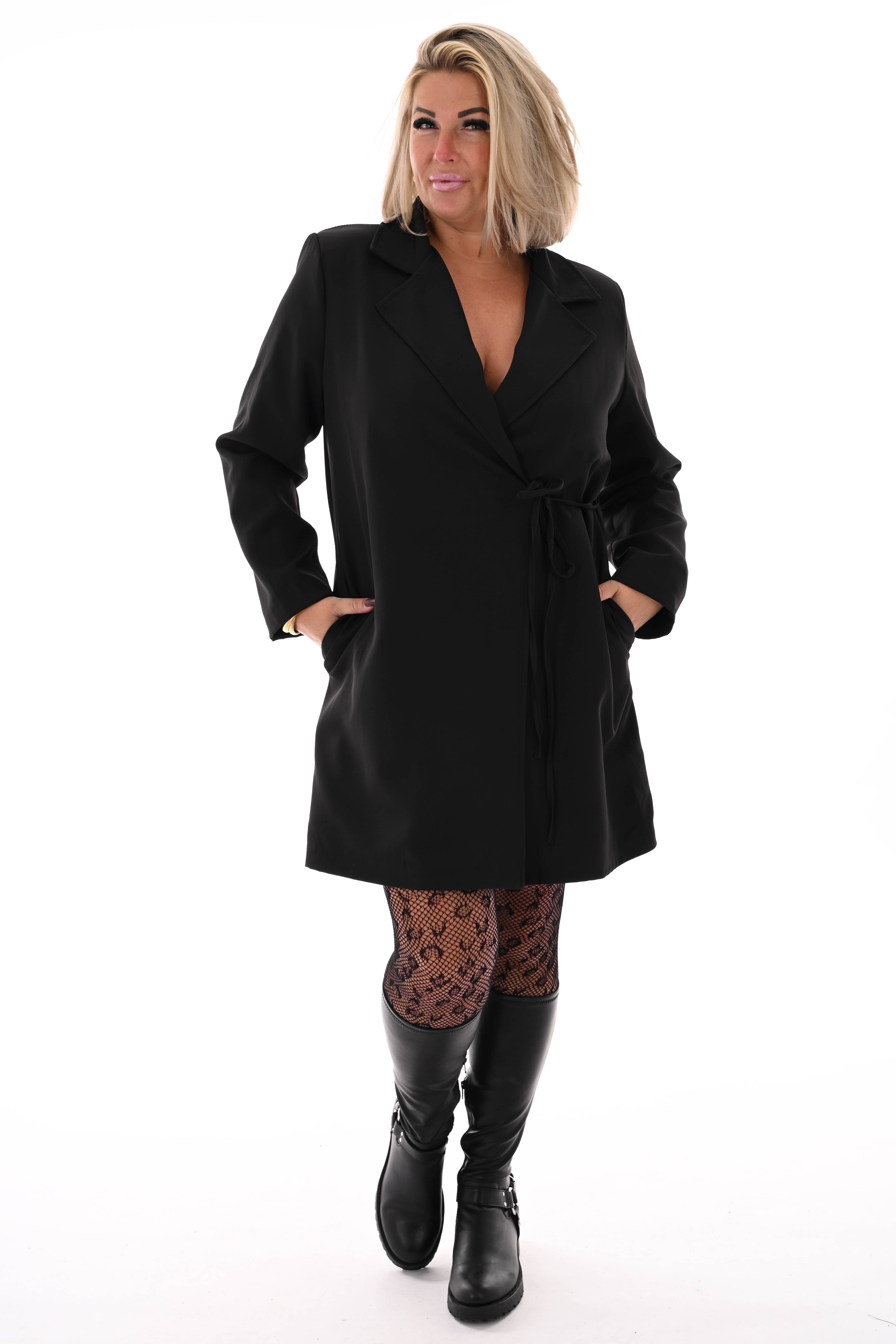 Blazer wikkeljurk met kraag zwart