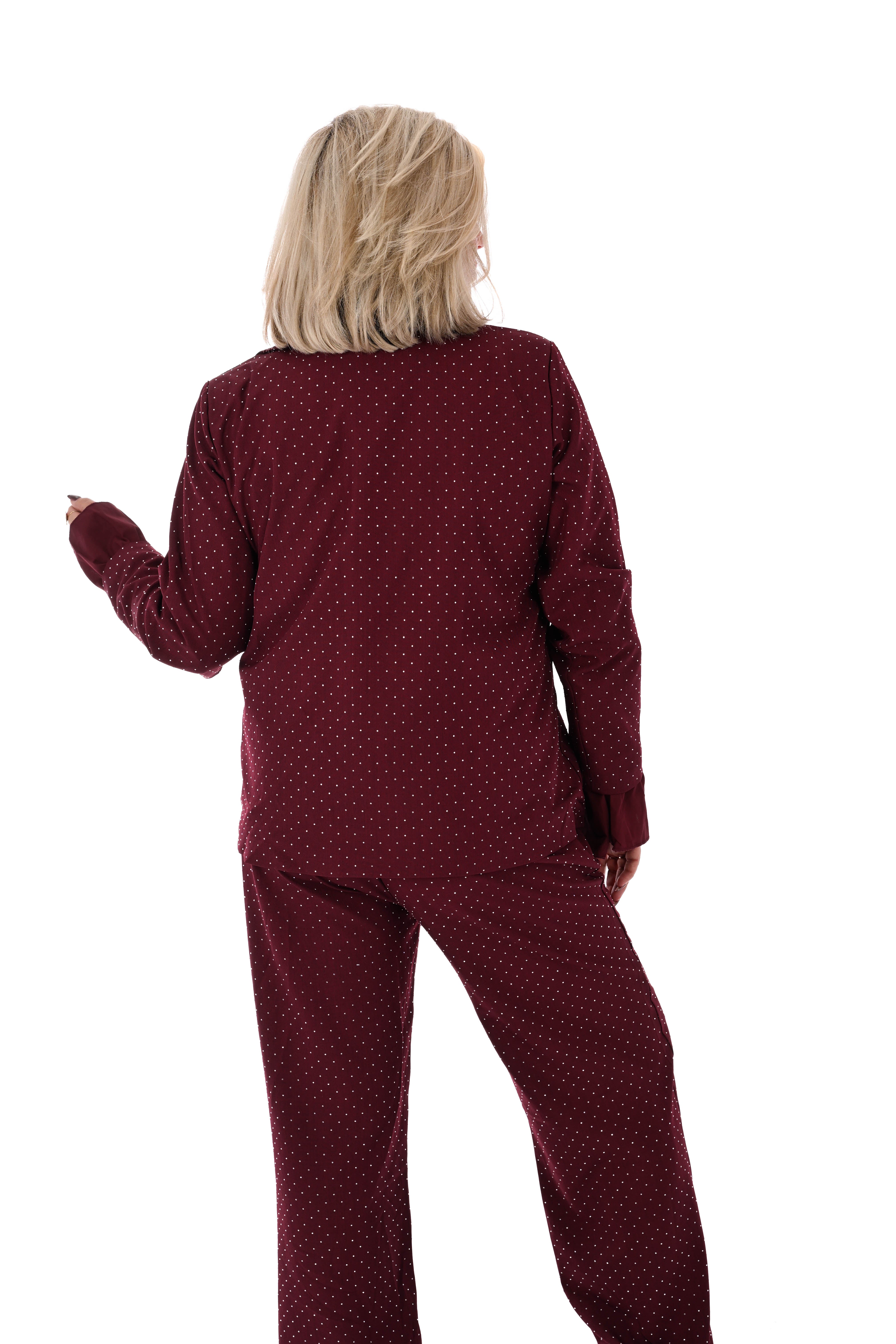 Tweedelig blazer pak strass bordeaux