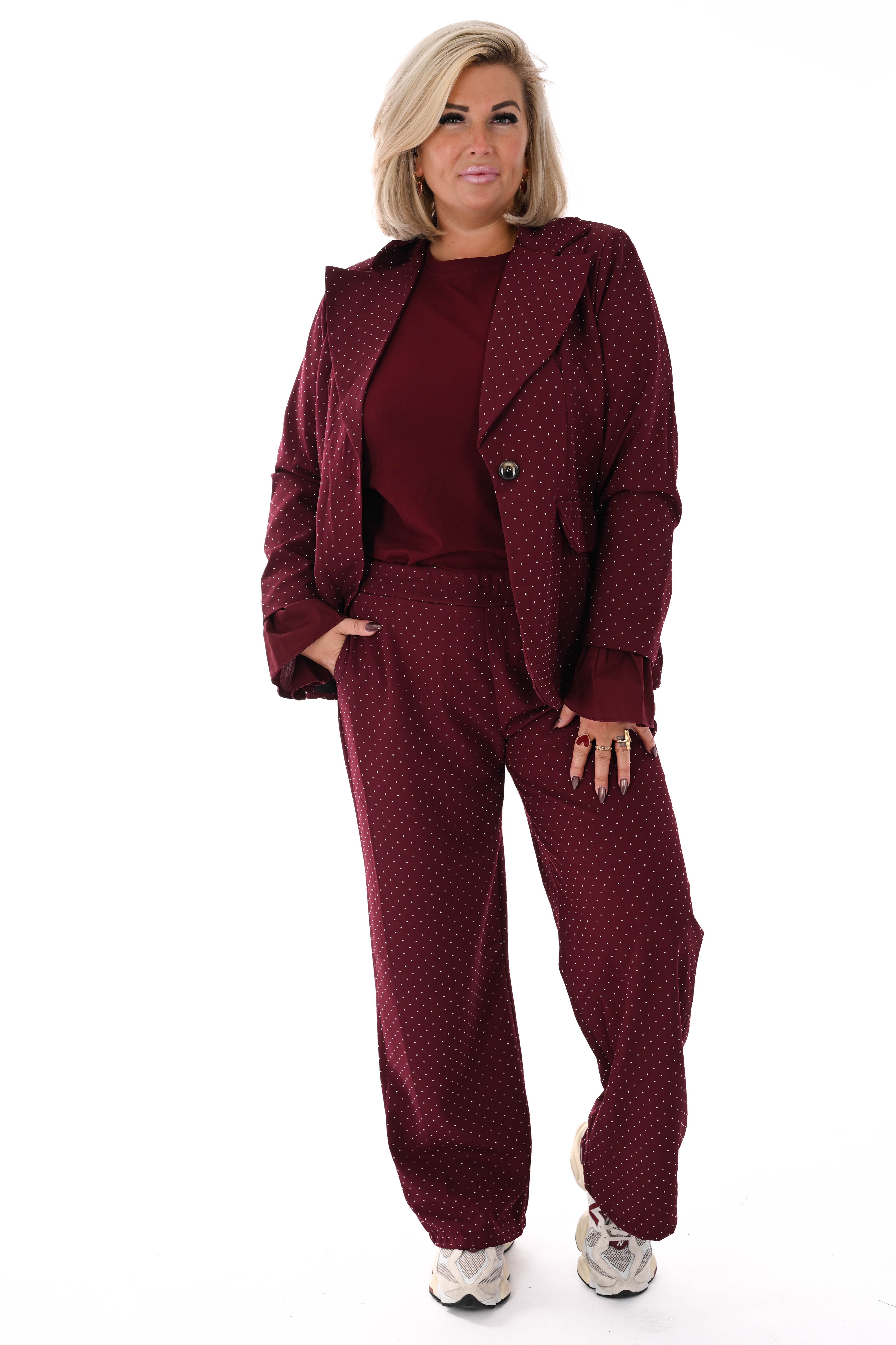 Basic shirt trompetmouwen uni bordeaux