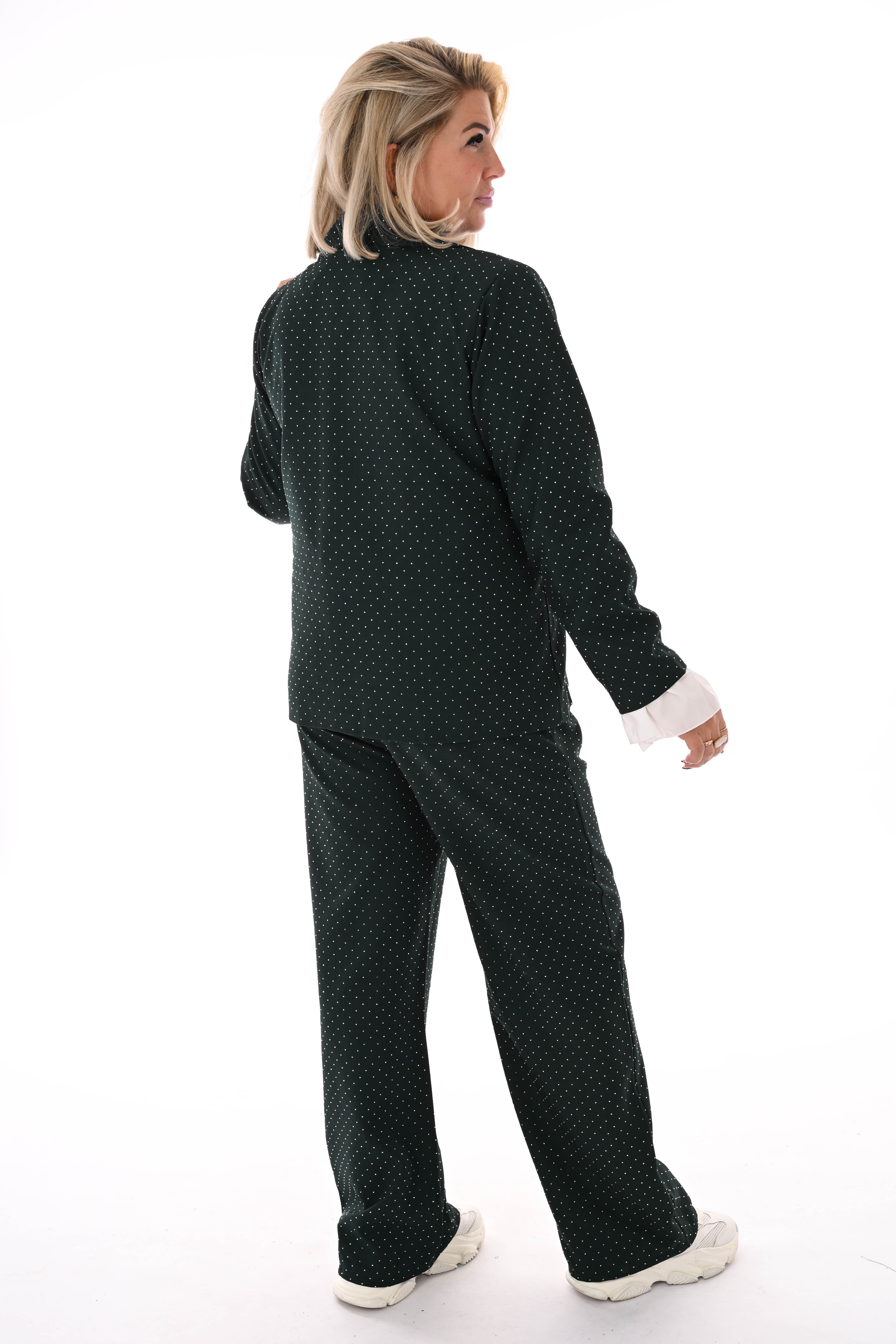 Tweedelig blazer pak strass donkergroen