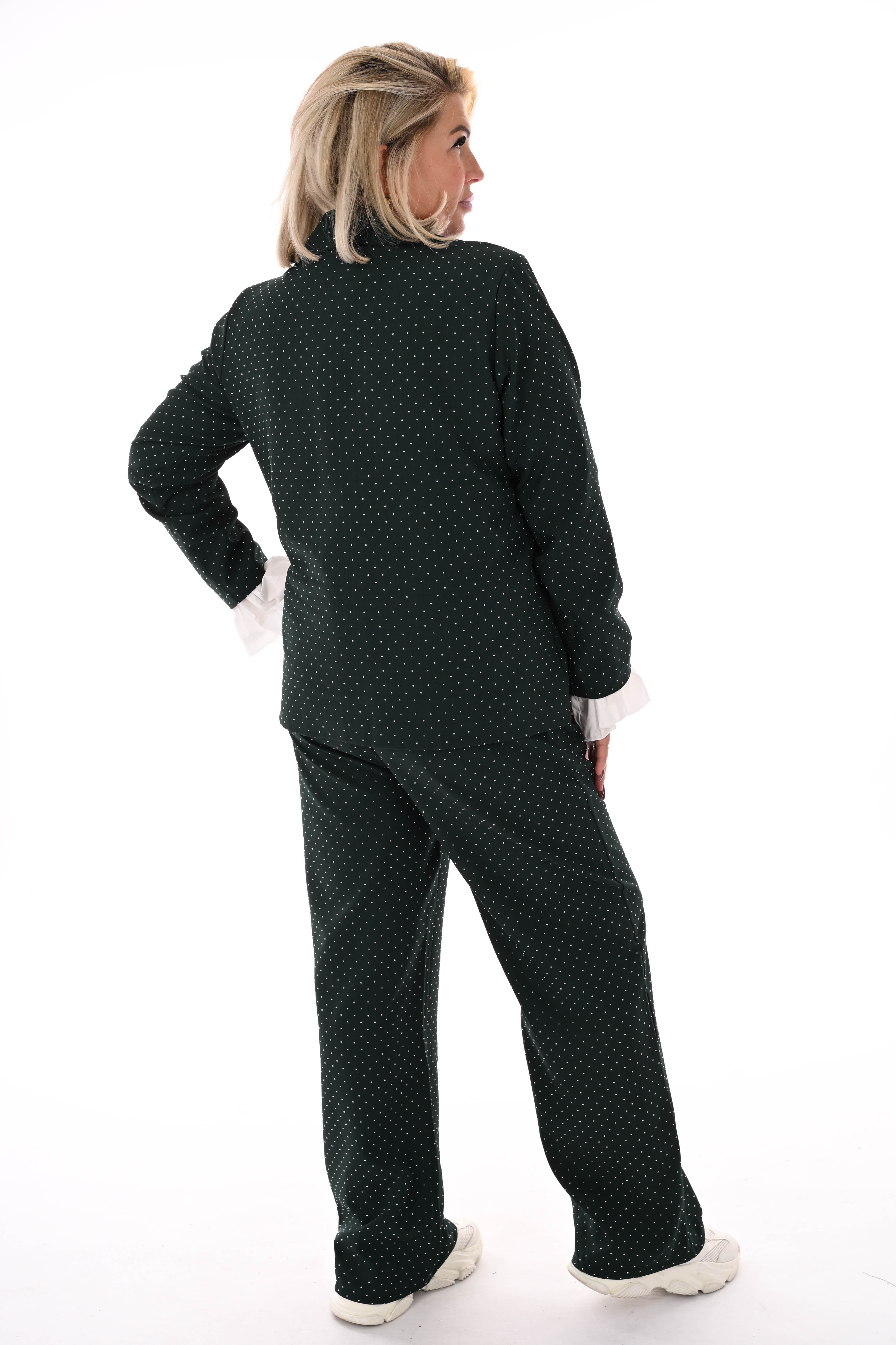 Tweedelig blazer pak strass donkergroen