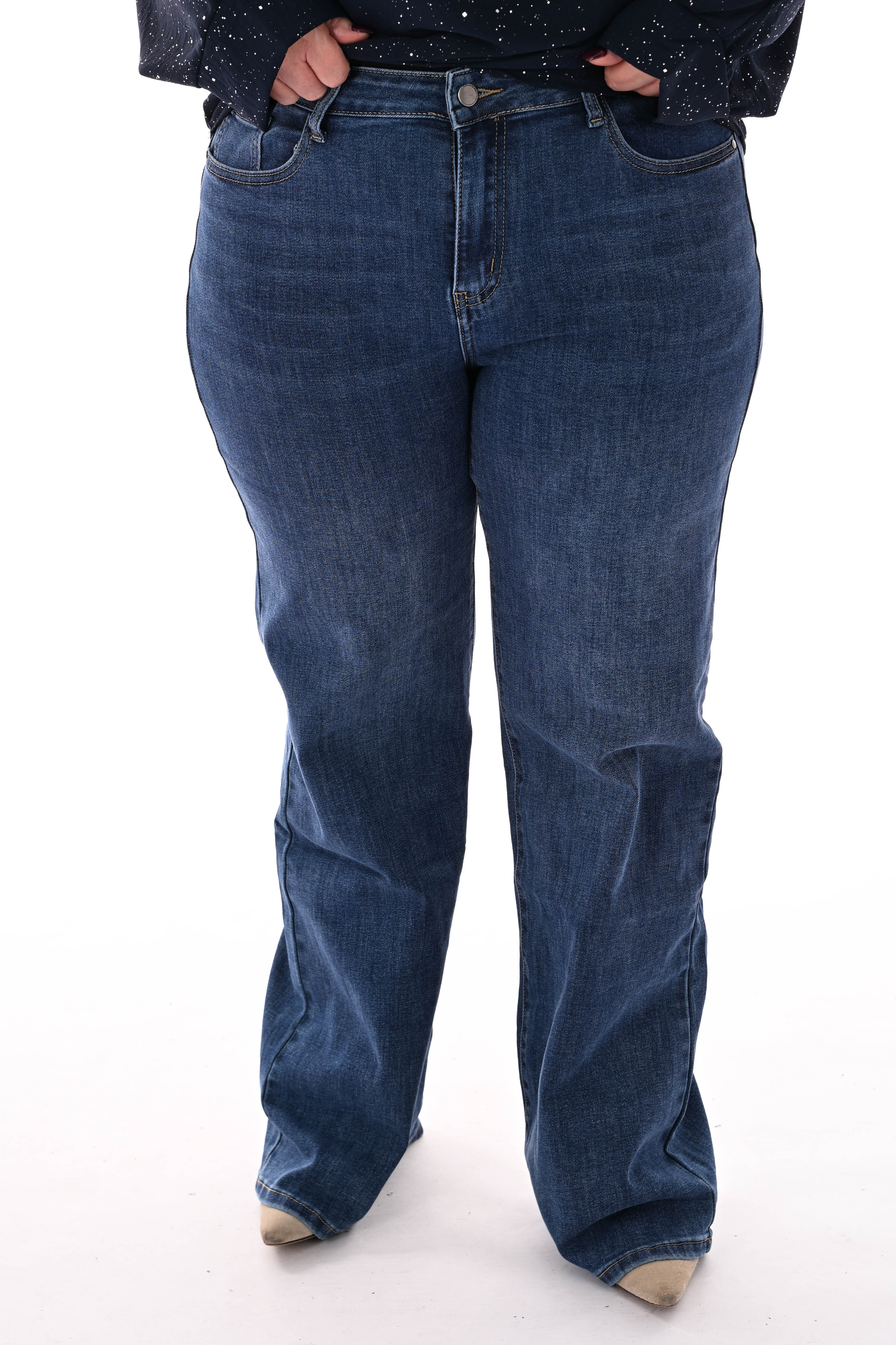 My Tina wide leg push-up middenblauw