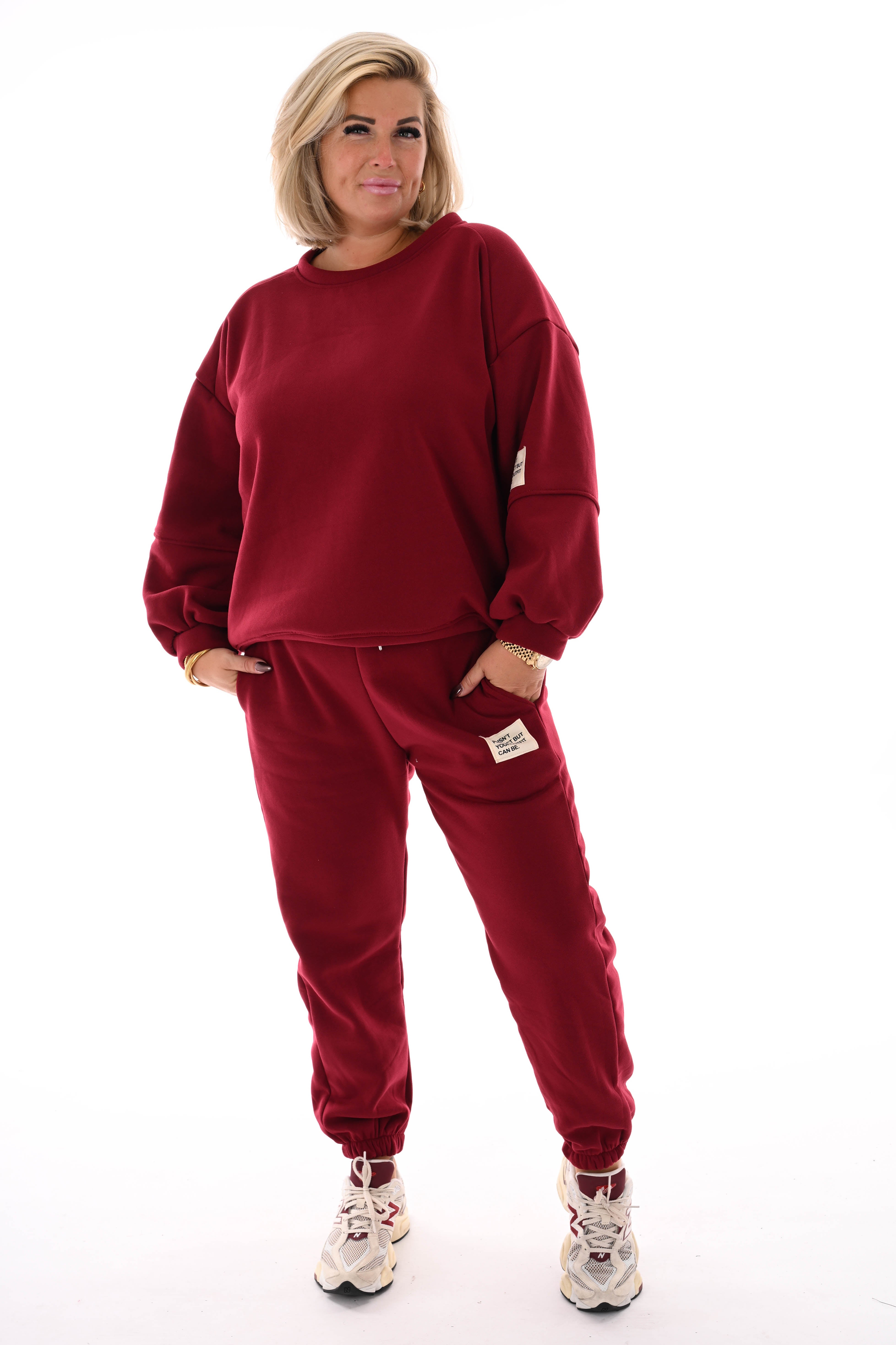 Tweedelig joggingspak applicatie bordeaux