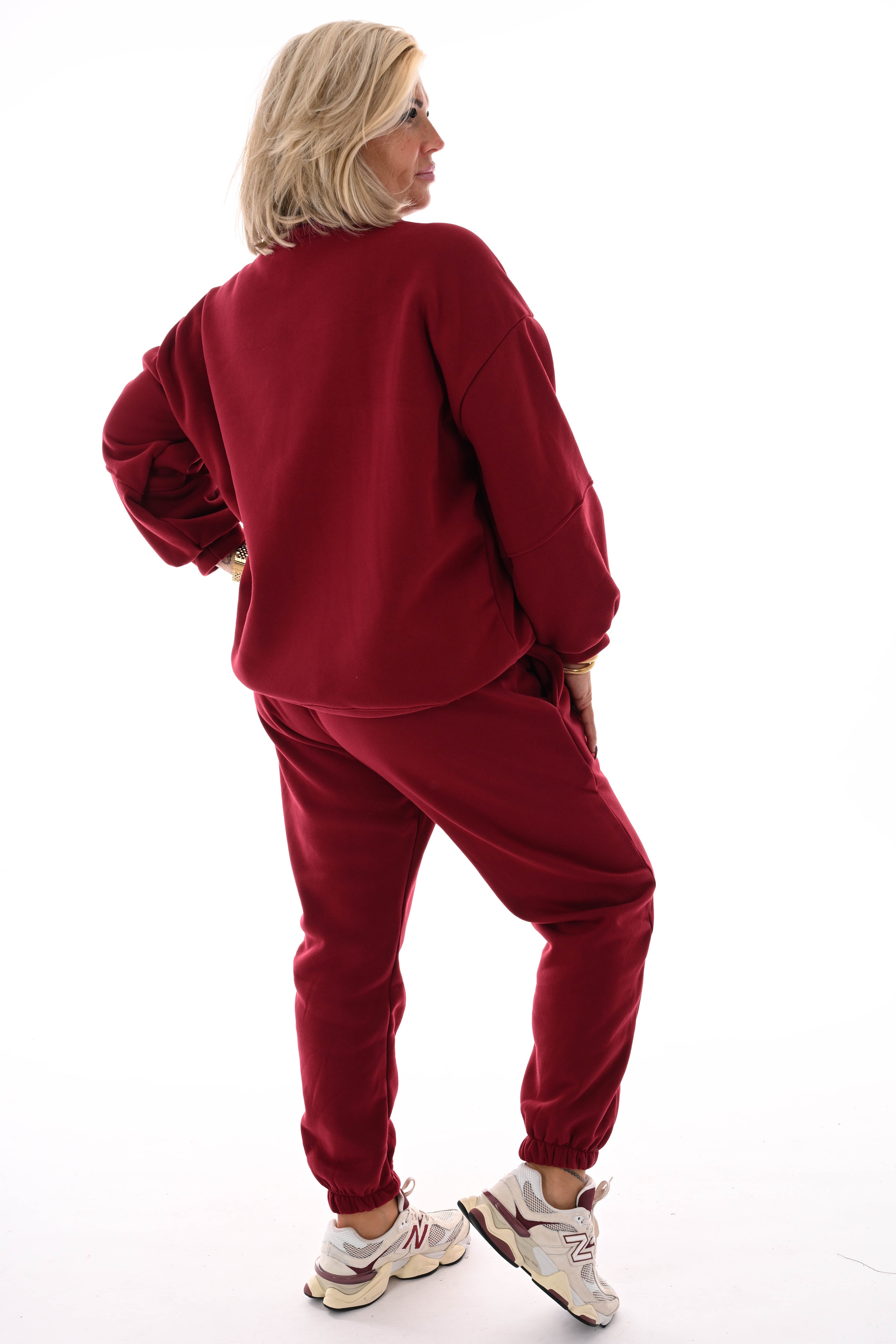 Tweedelig joggingspak applicatie bordeaux