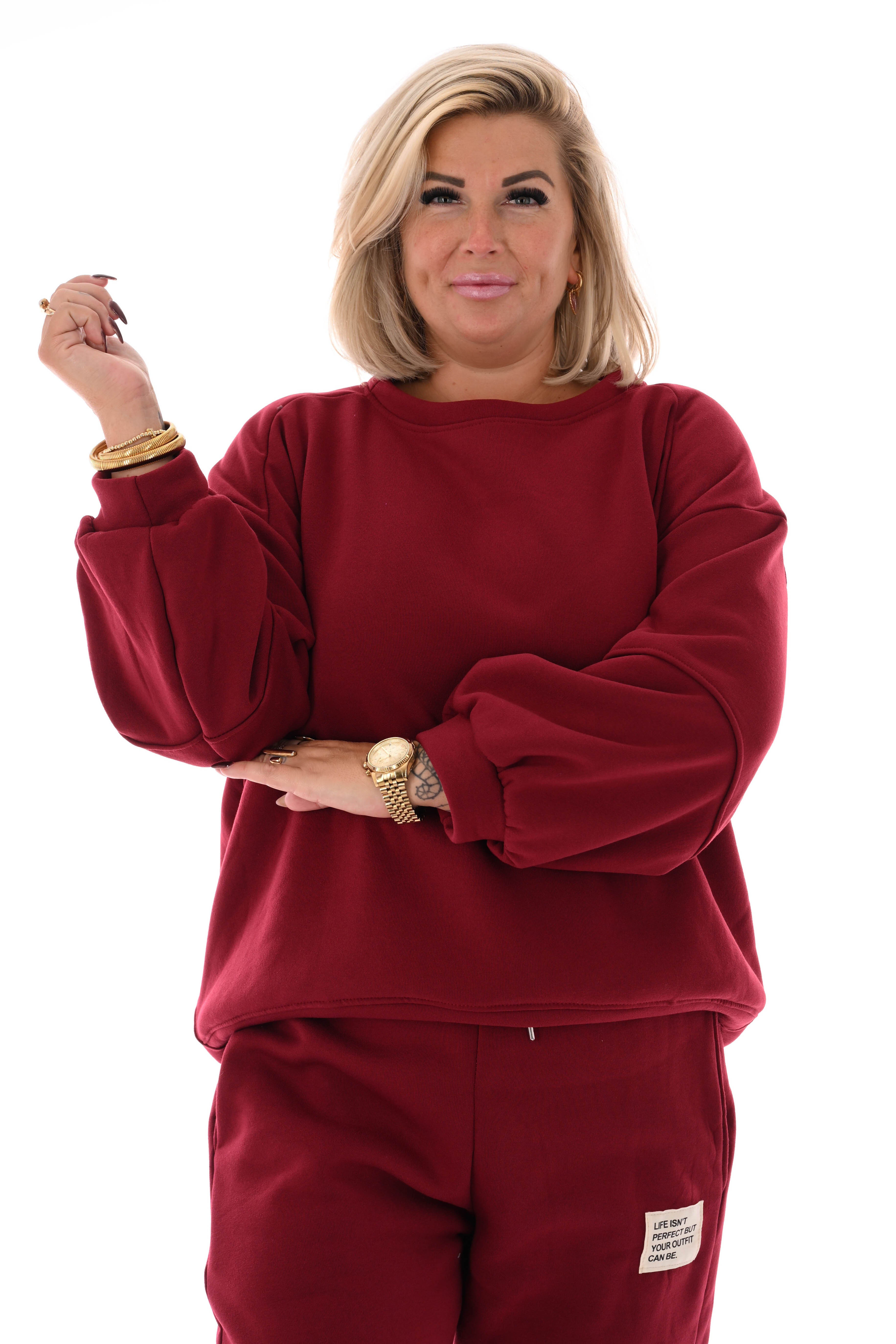 Tweedelig joggingspak applicatie bordeaux