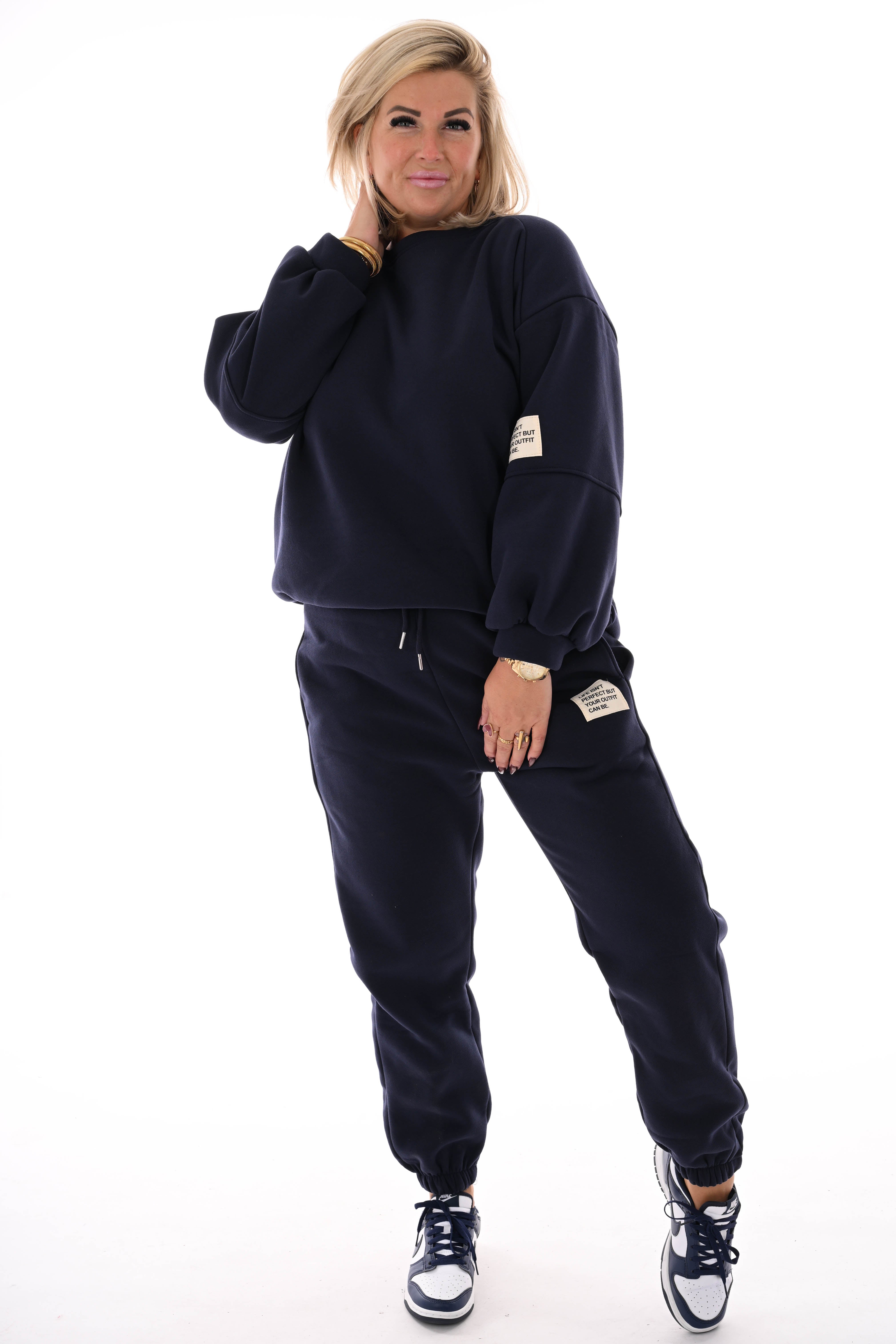 Tweedelig joggingspak applicatie marineblauw