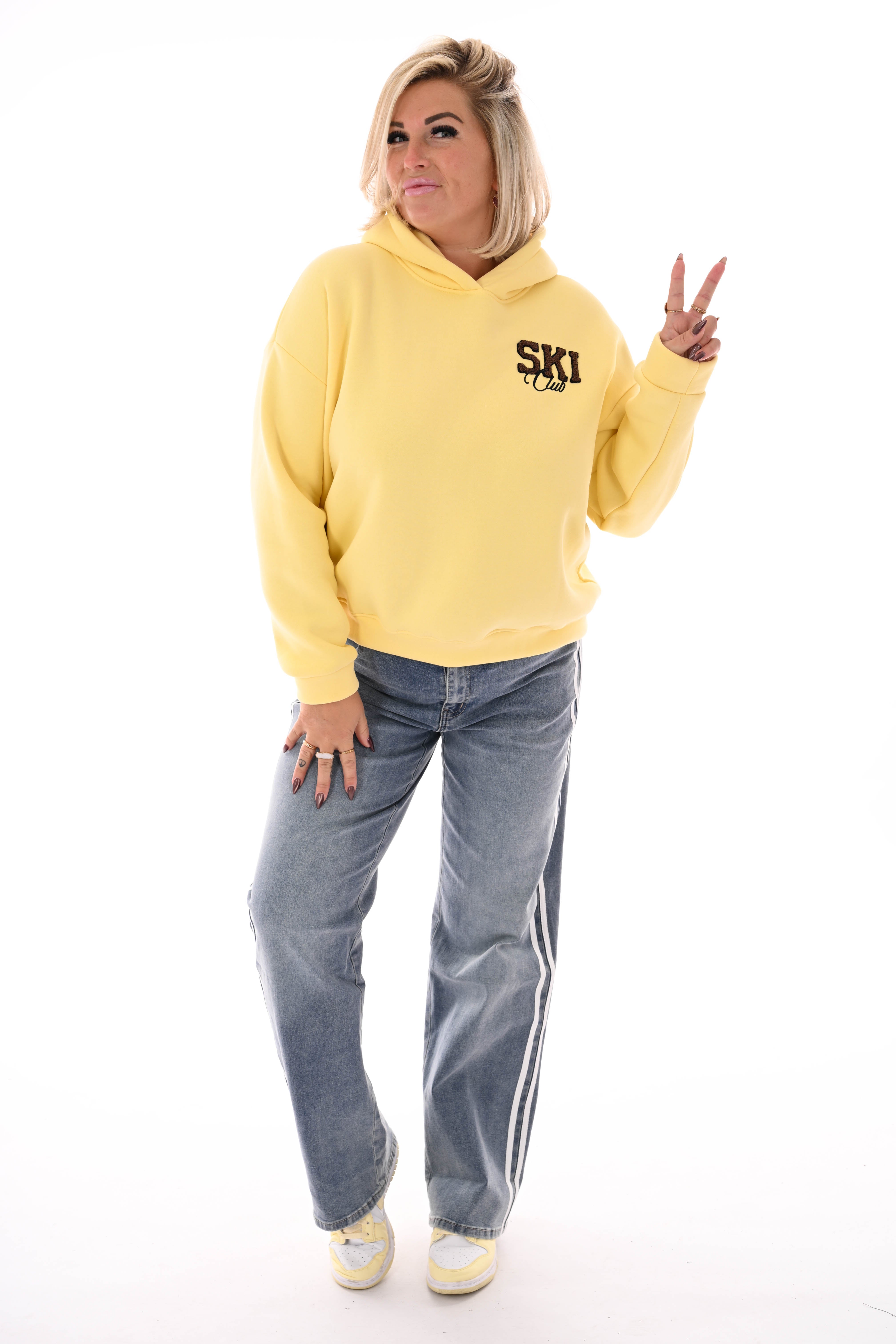 Monday wide leg met witte bies lichtblauw