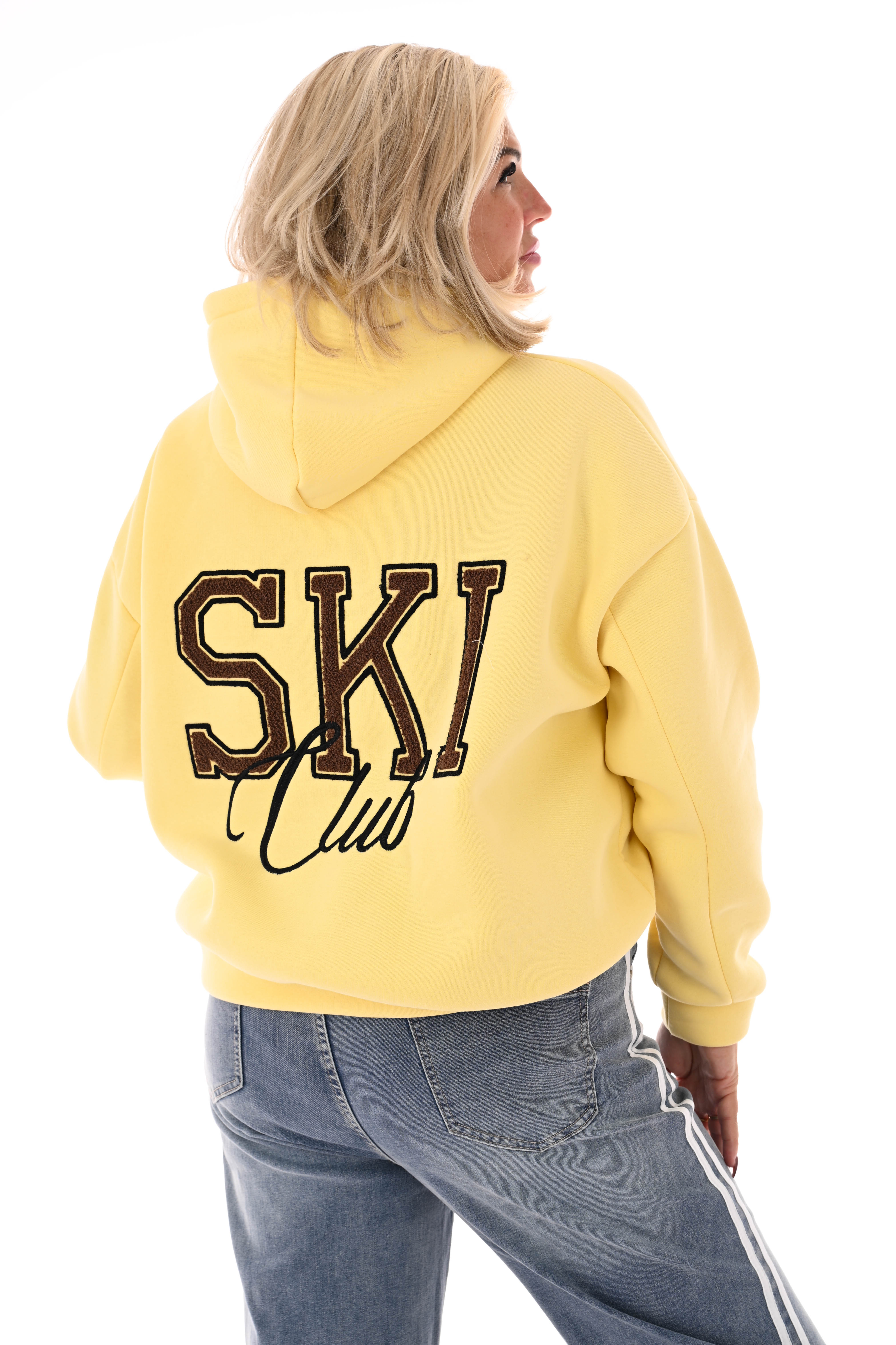 Hoodie ski club botergeel