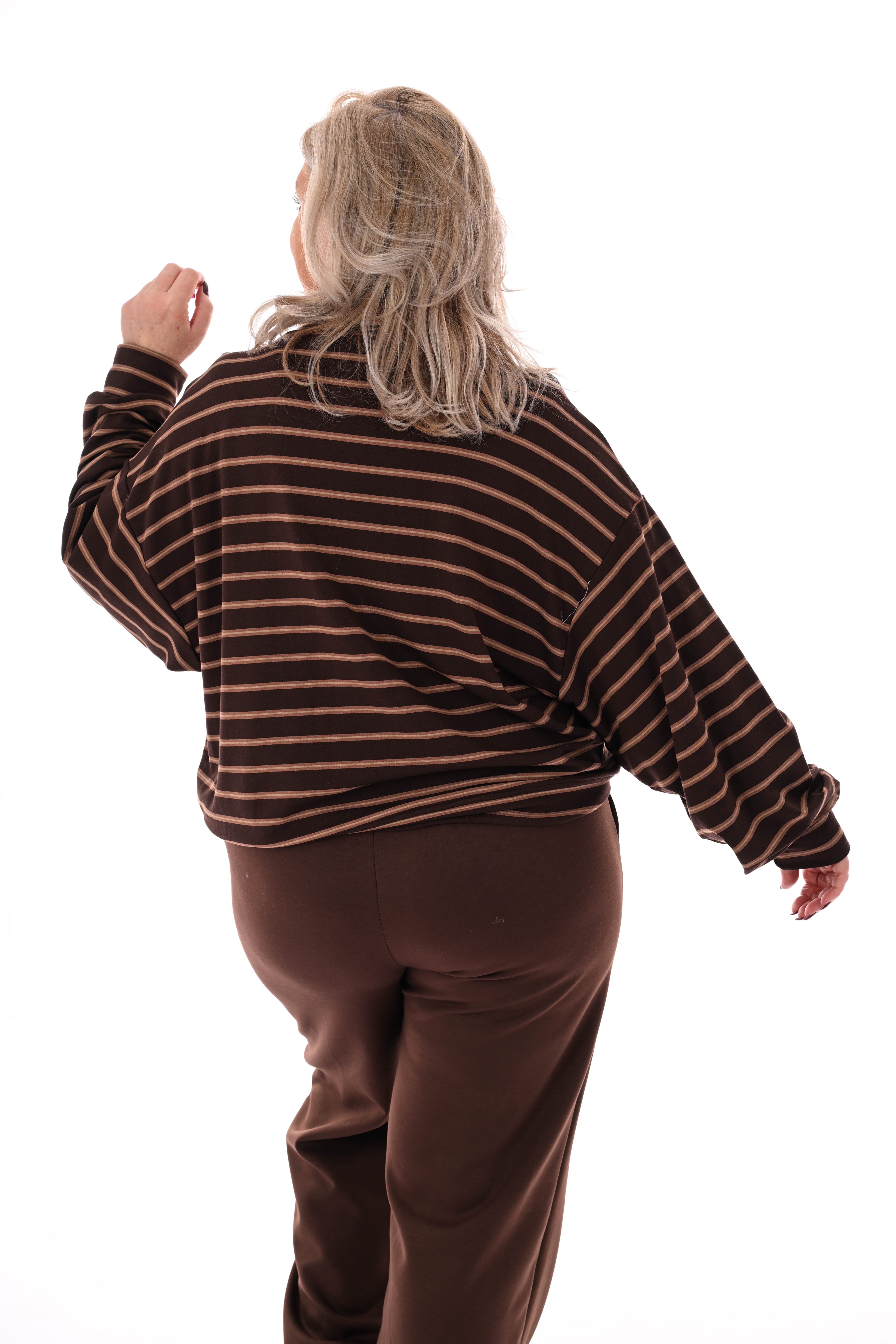 Sweater streepjes Paris bruin