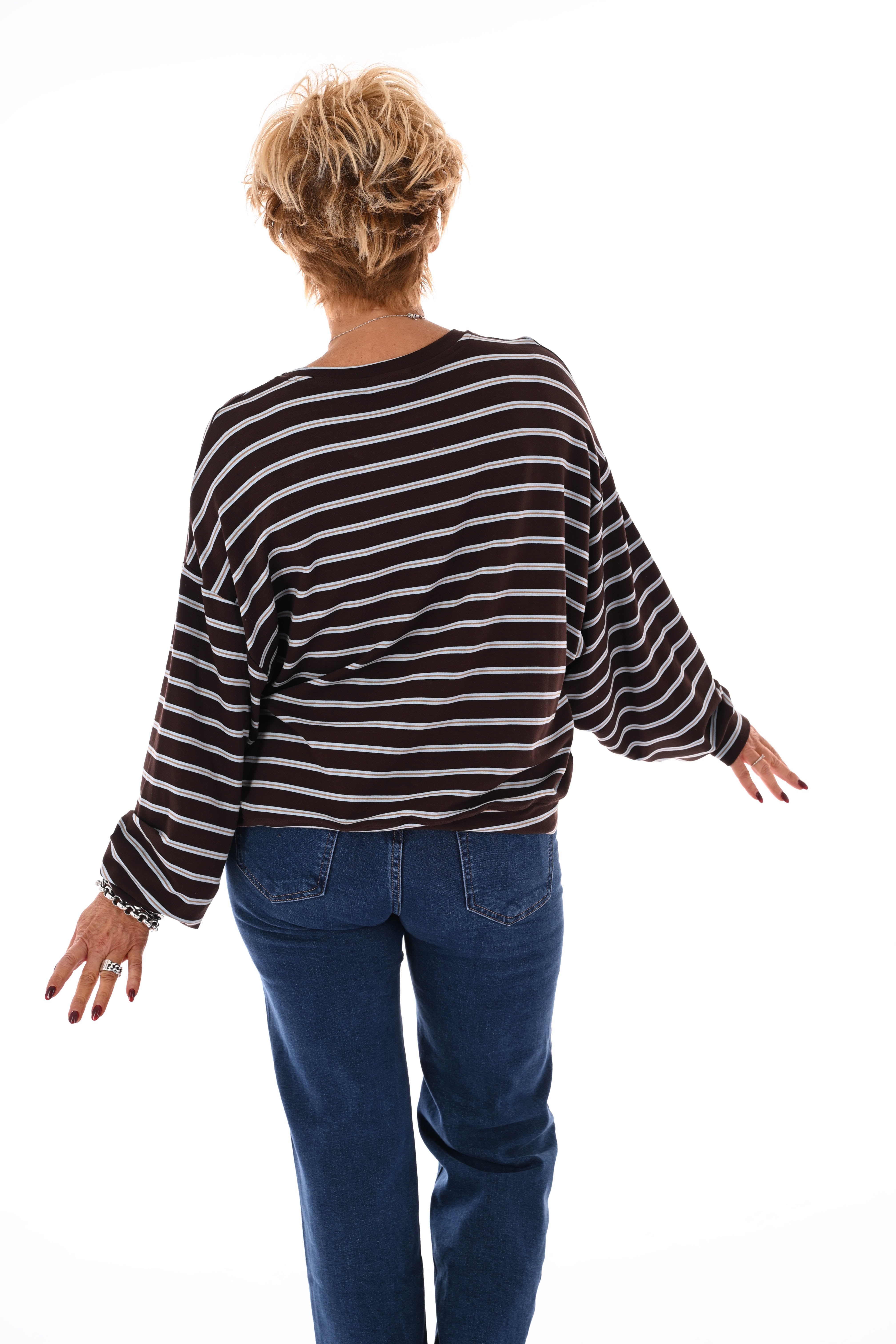 Sweater streepjes Paris lichtblauw