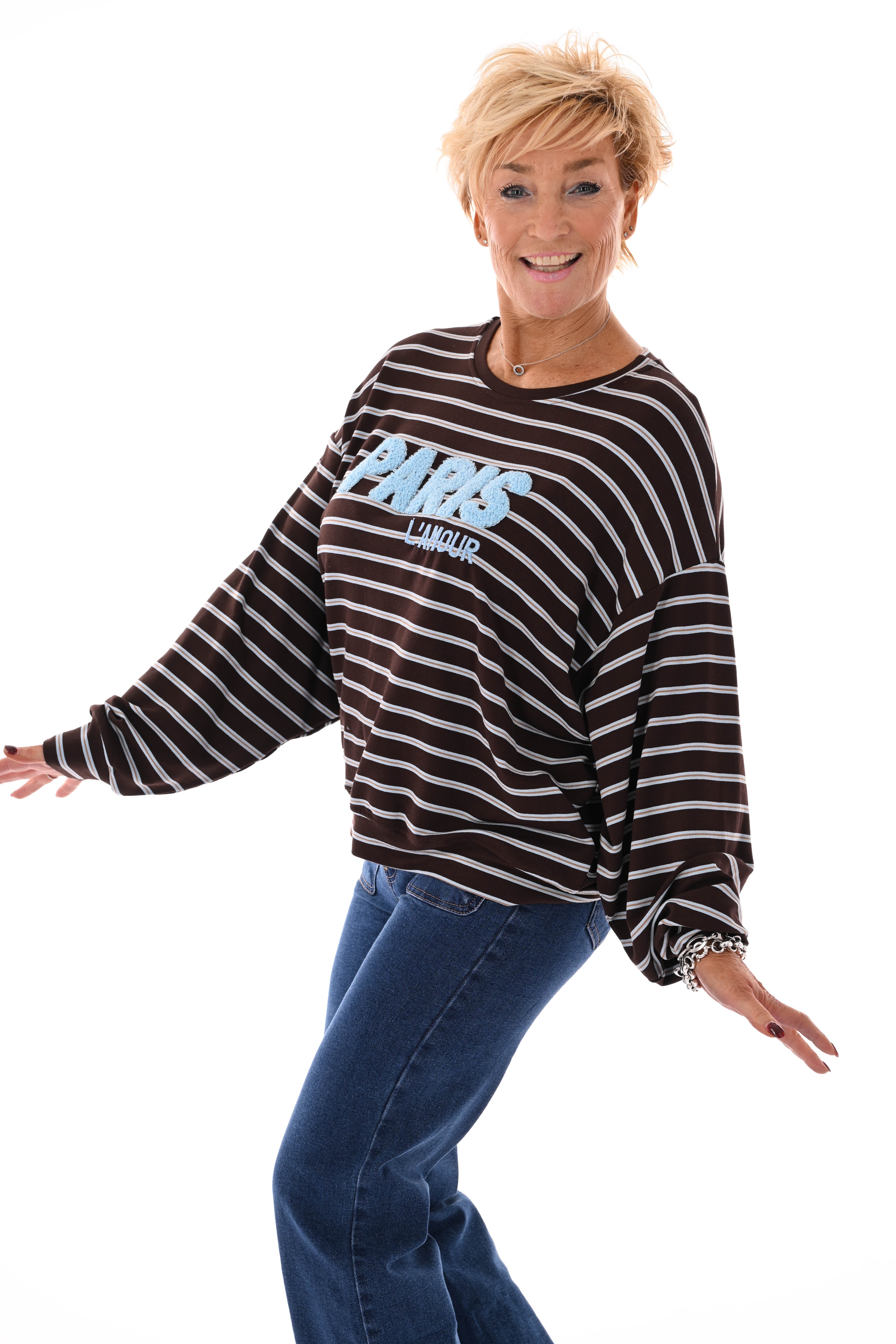 Sweater streepjes Paris lichtblauw