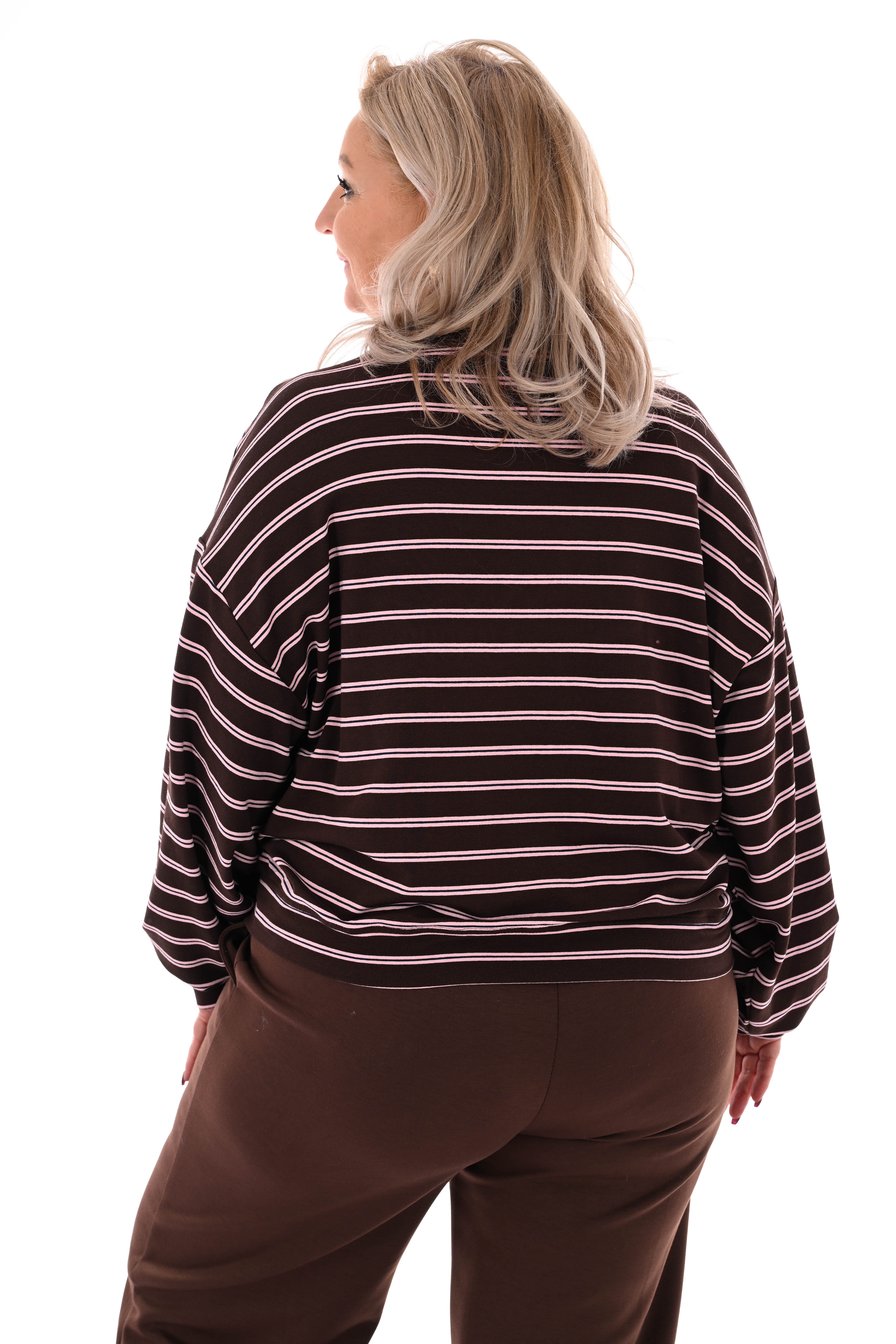 Sweater streepjes Paris roze