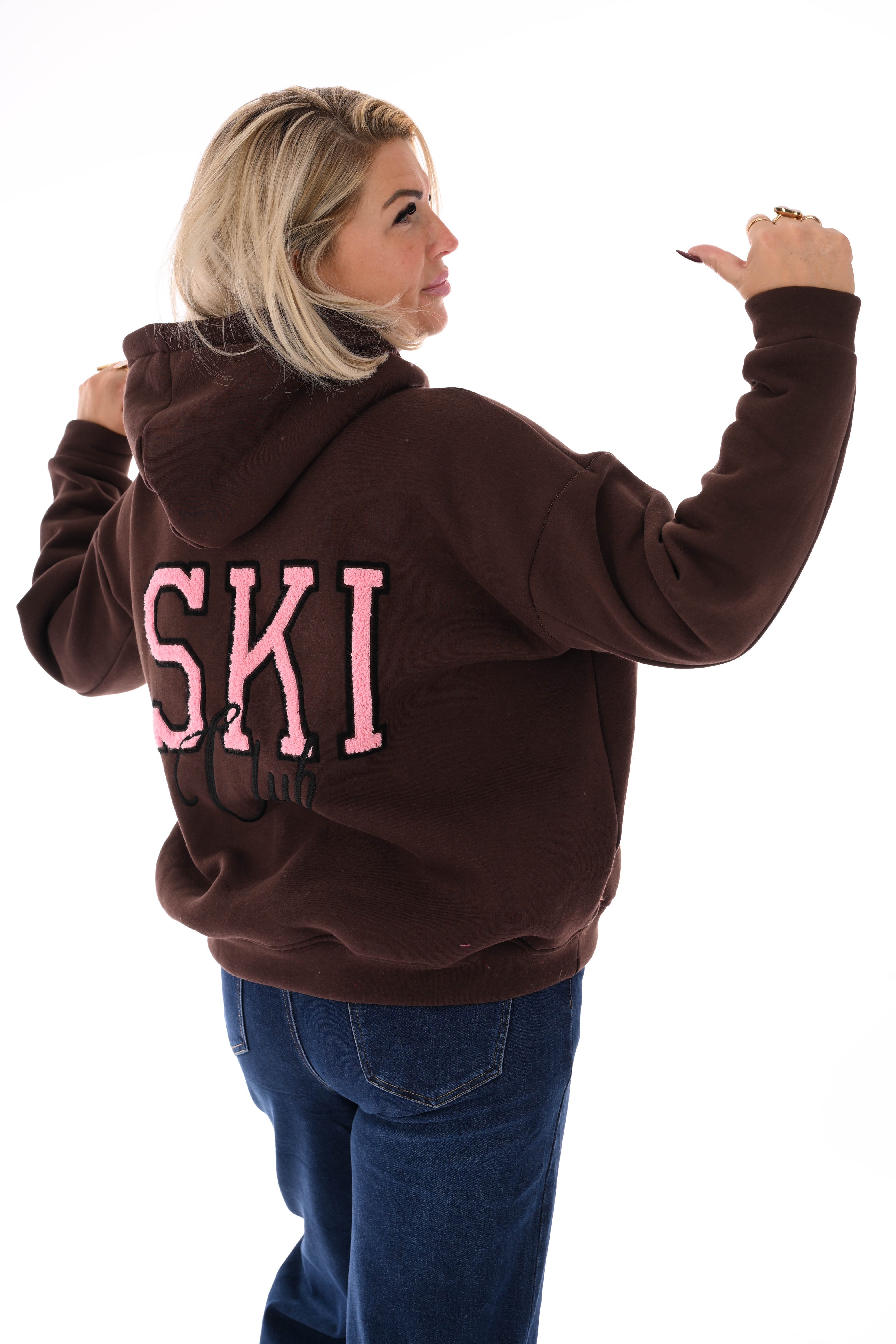 Hoodie ski club bruin