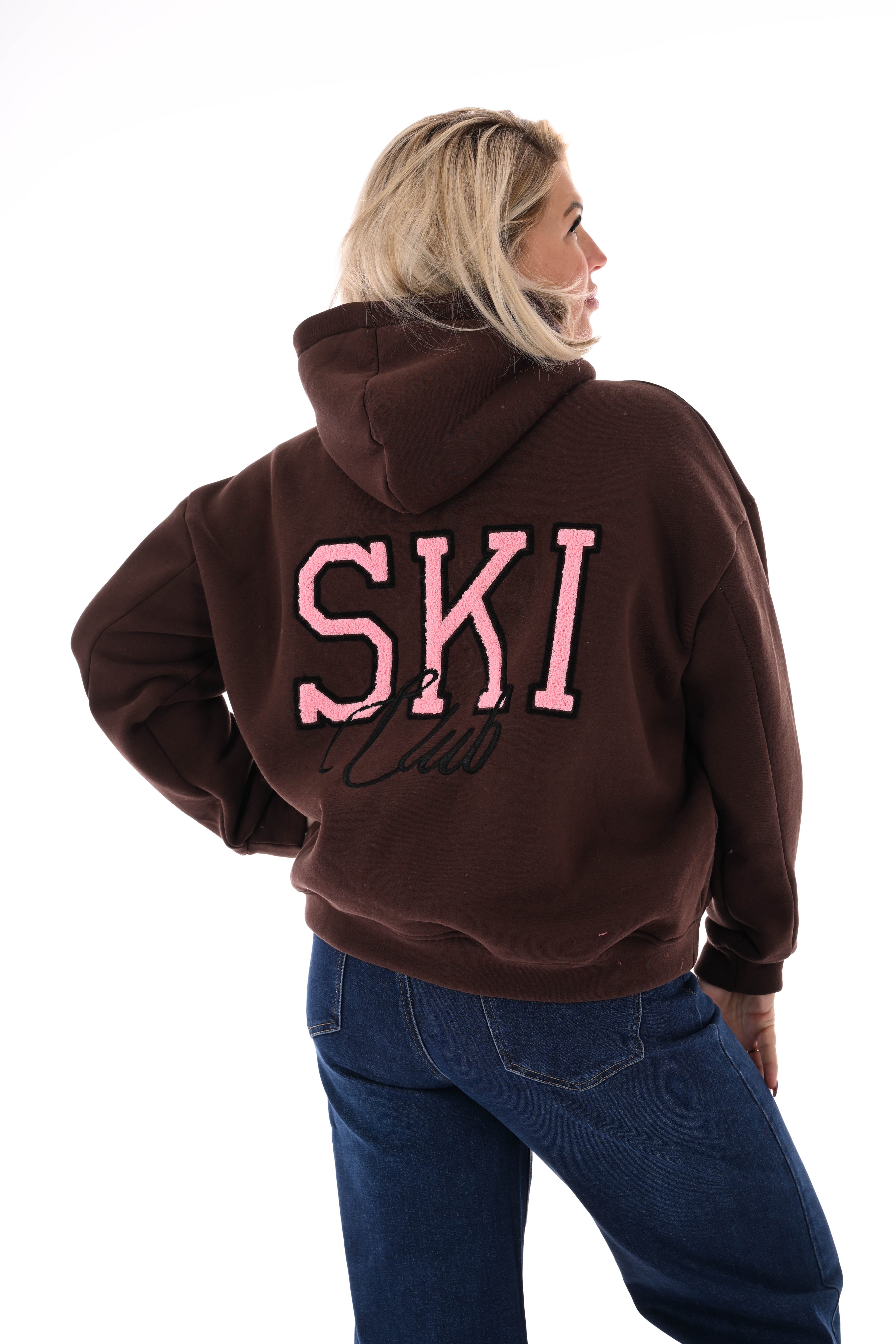 Hoodie ski club bruin