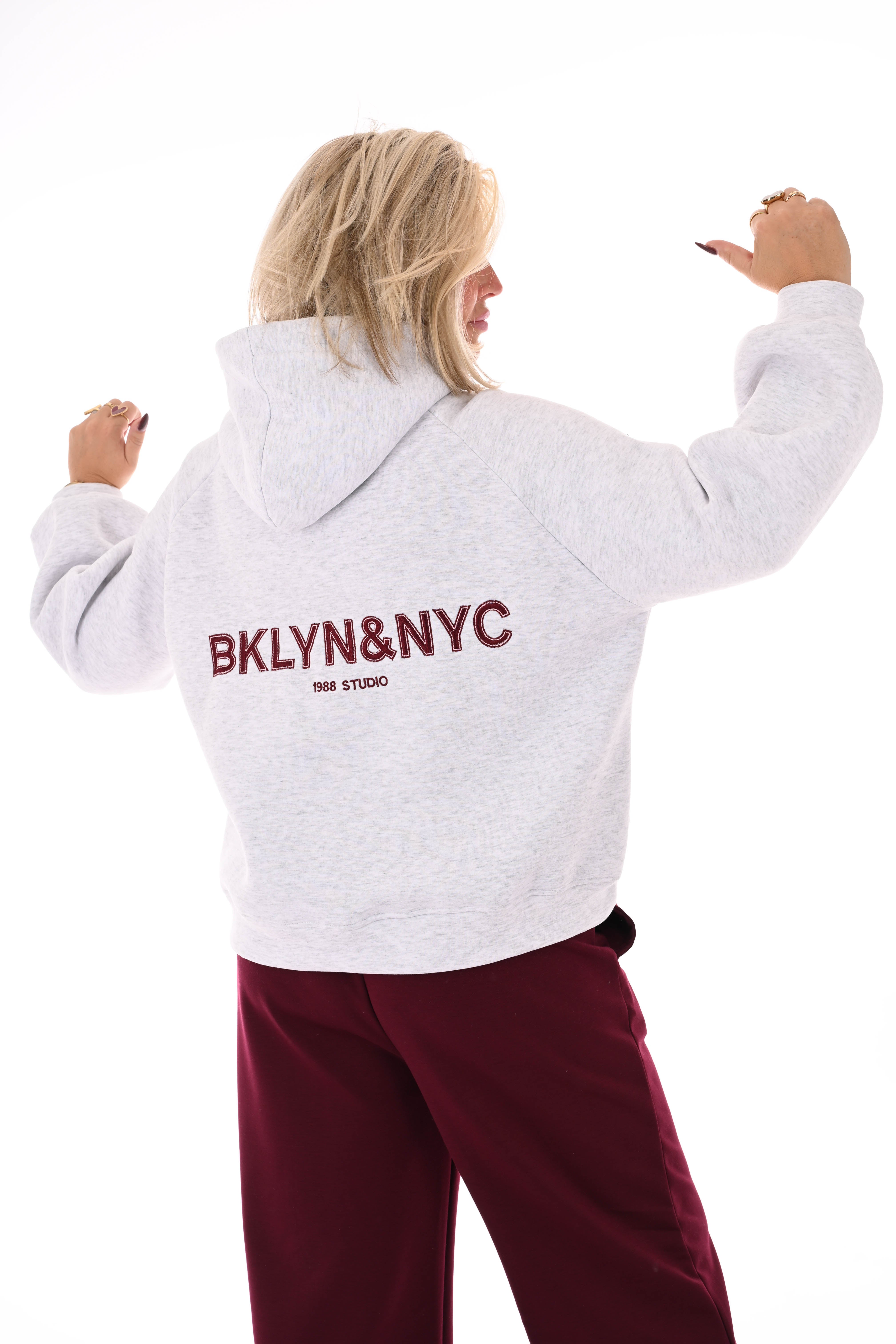 Hoodie Brooklyn & NYC lichtgrijs