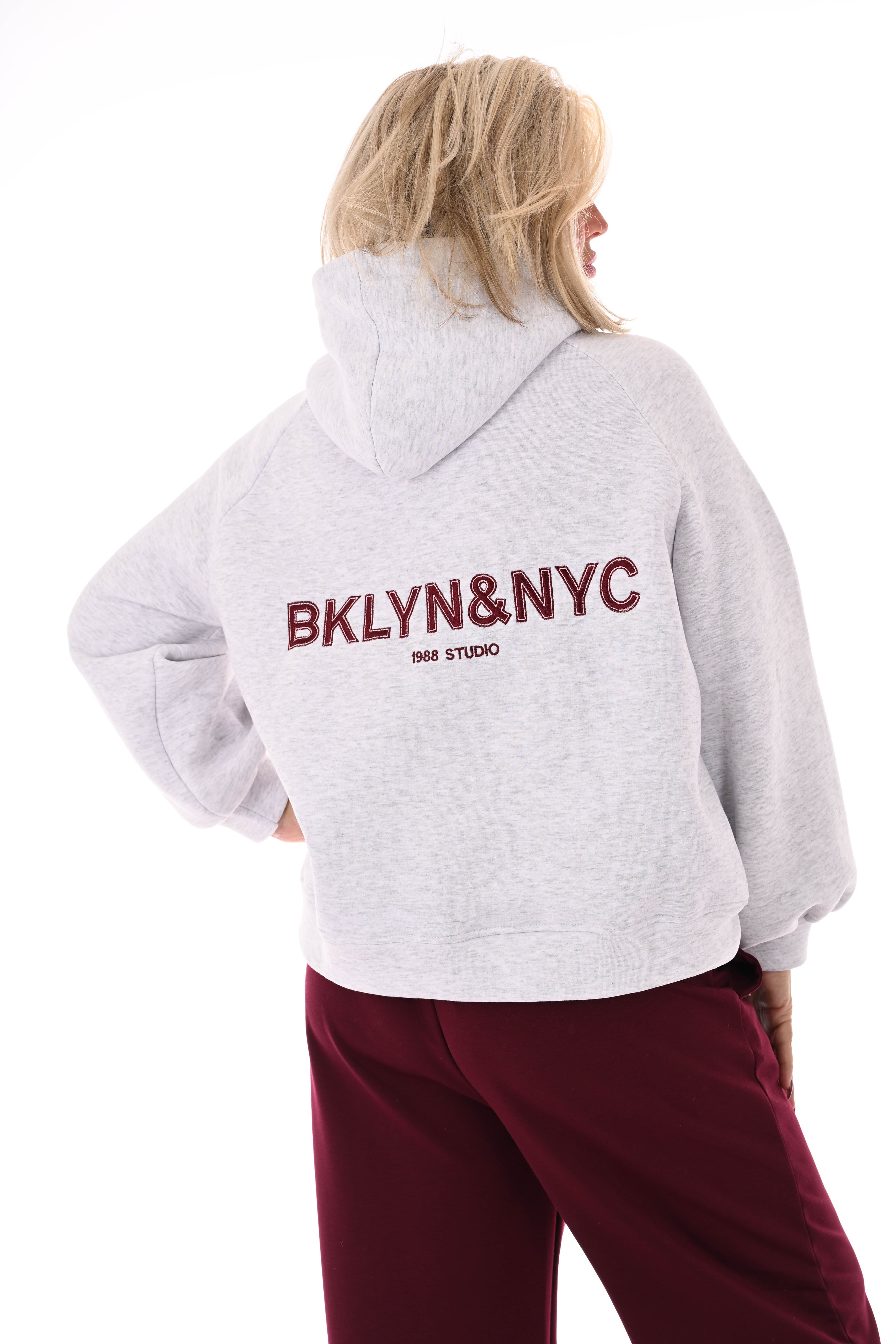 Hoodie Brooklyn & NYC lichtgrijs