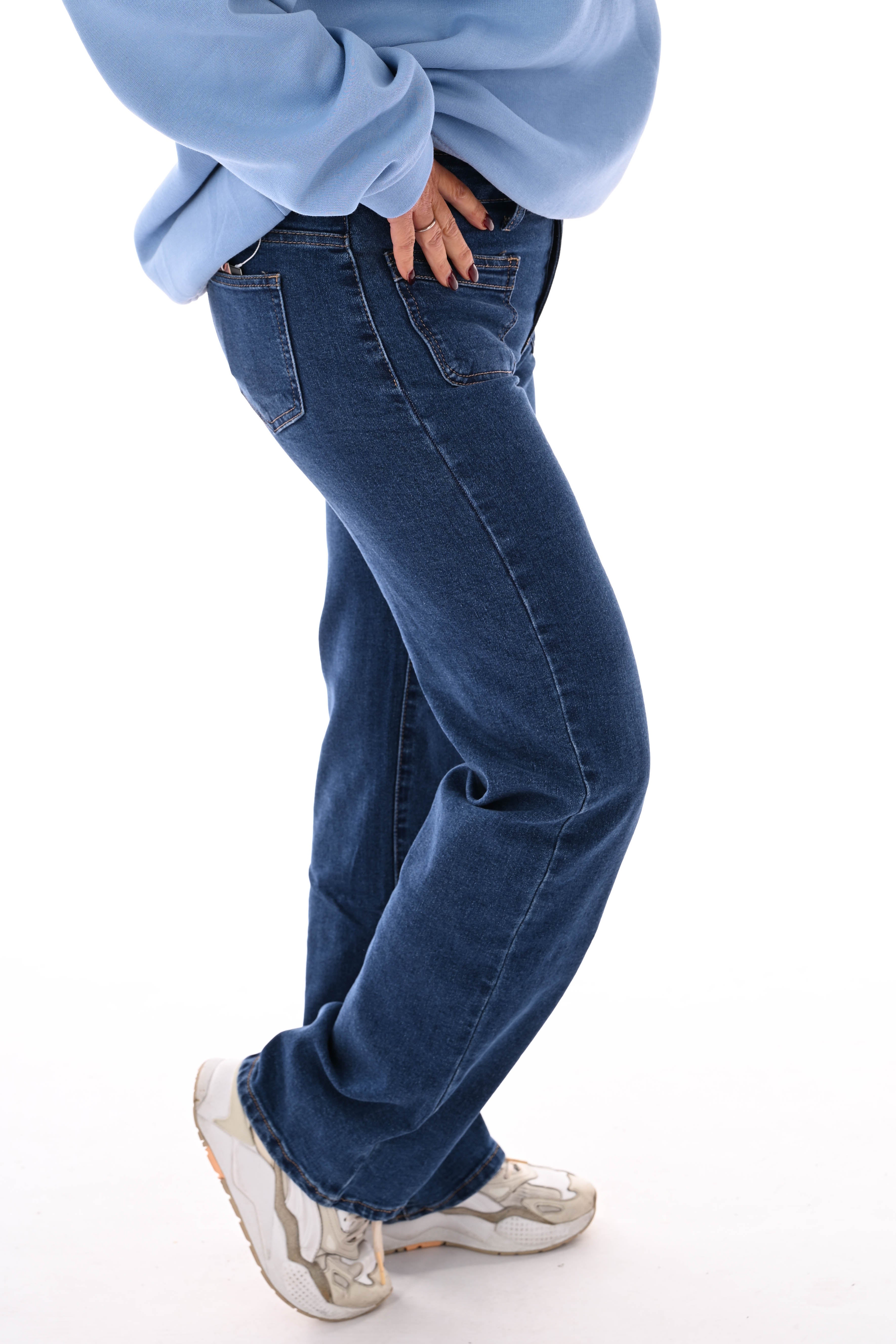 BB.S jeans wide leg zakken aan de voorkant blauw