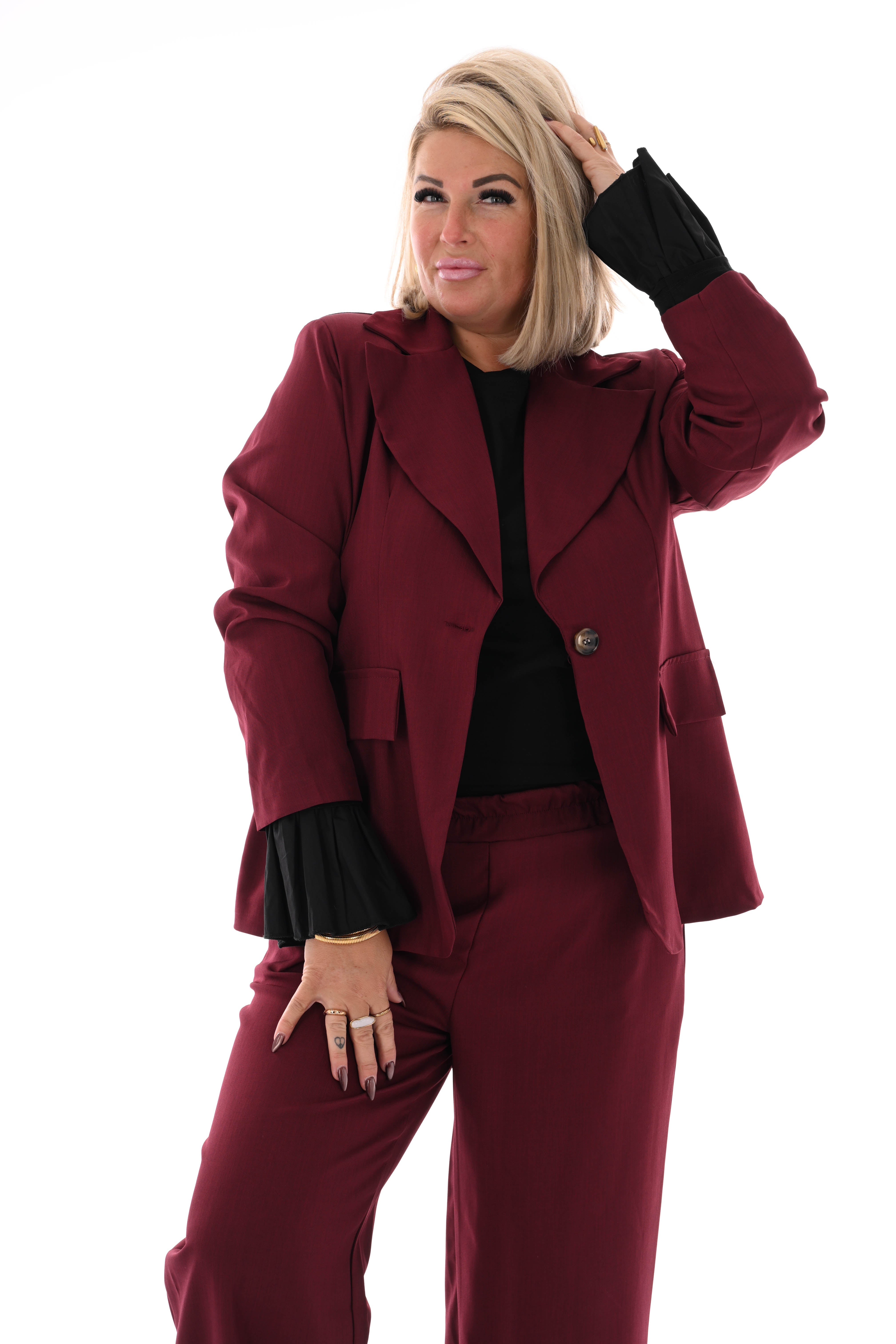 Tweedelig blazer pak uni bordeaux