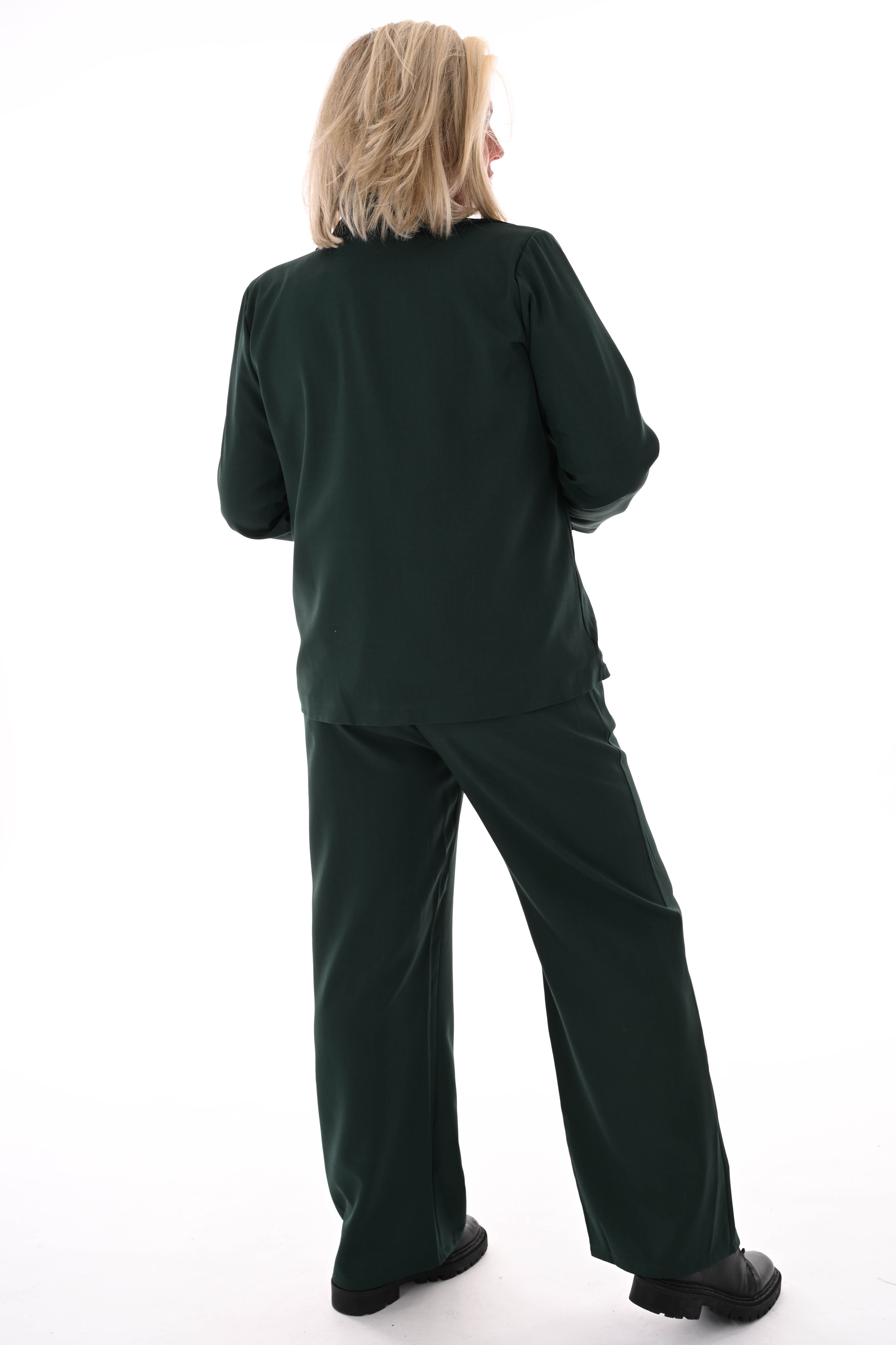 Tweedelig blazer pak uni flessengroen