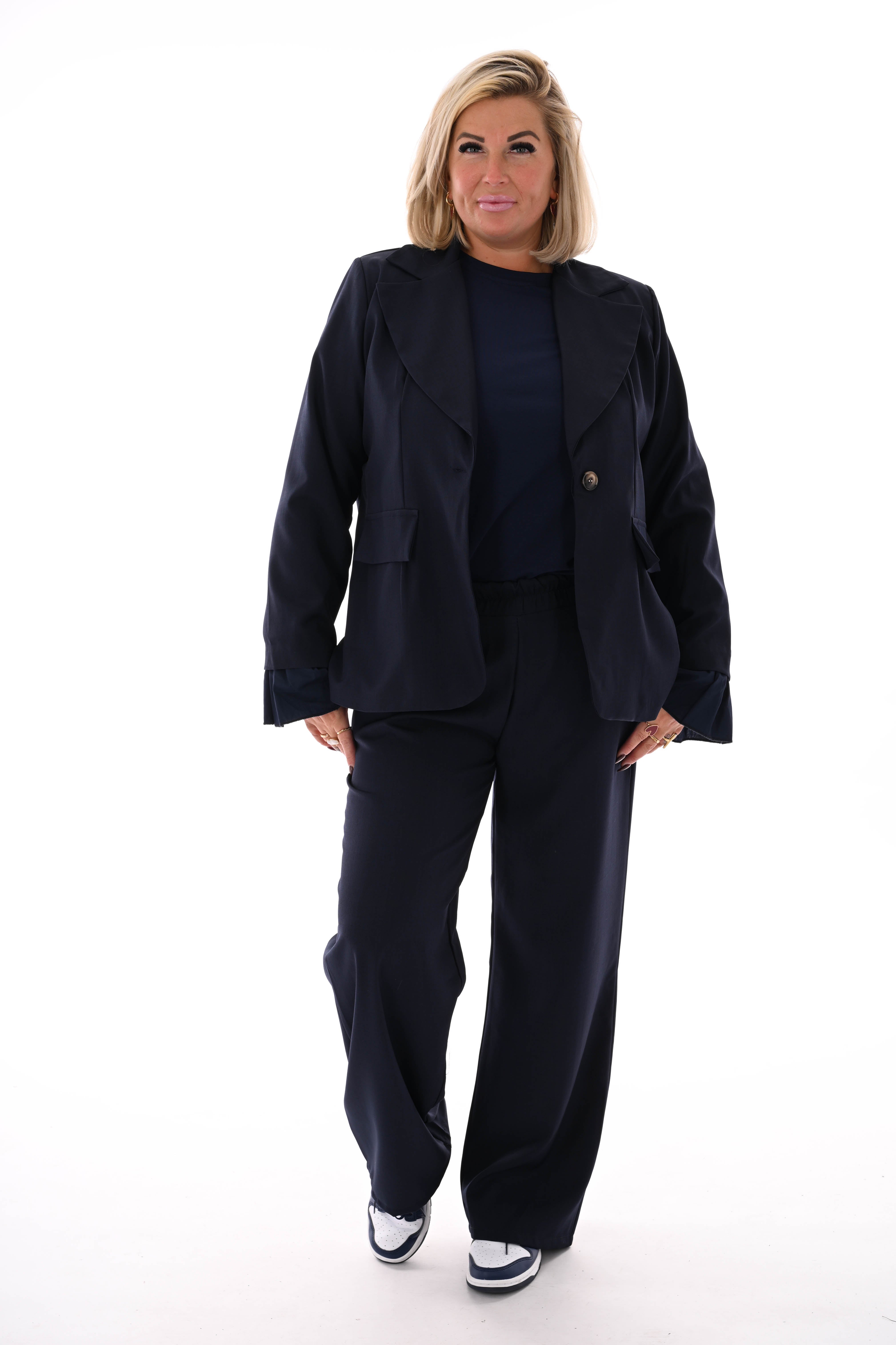 Tweedelig blazer pak uni marineblauw