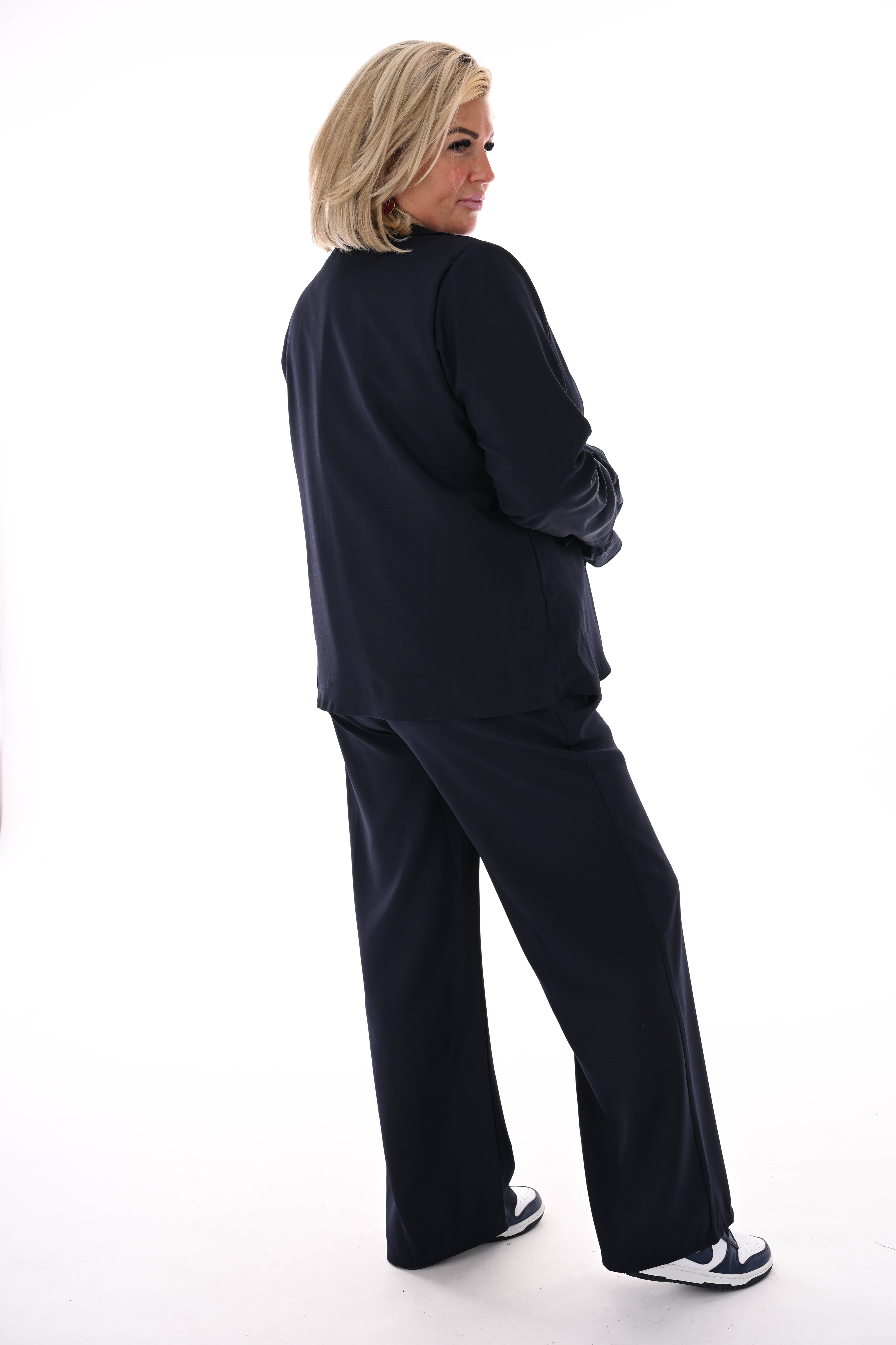 Tweedelig blazer pak uni marineblauw