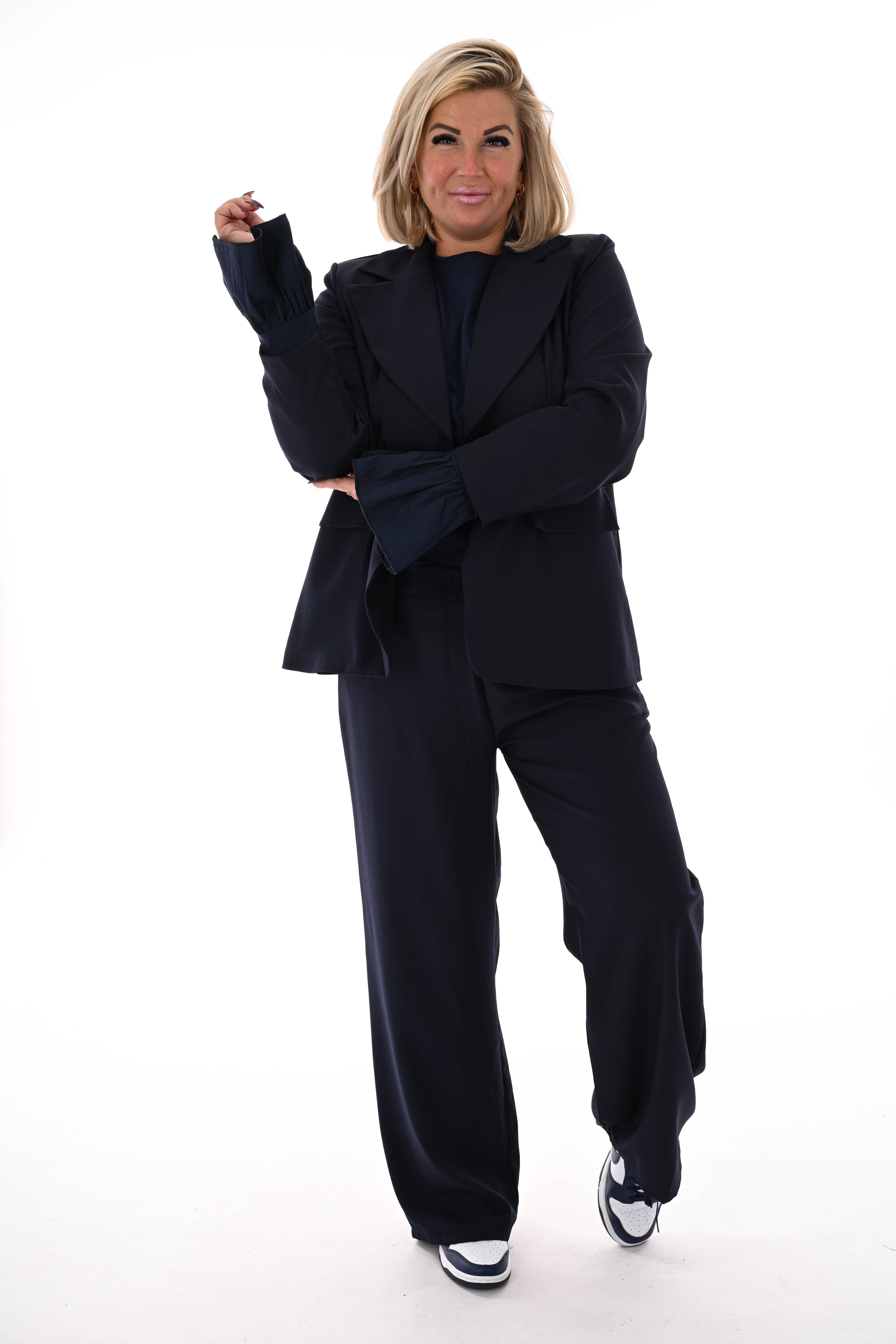 Tweedelig blazer pak uni marineblauw