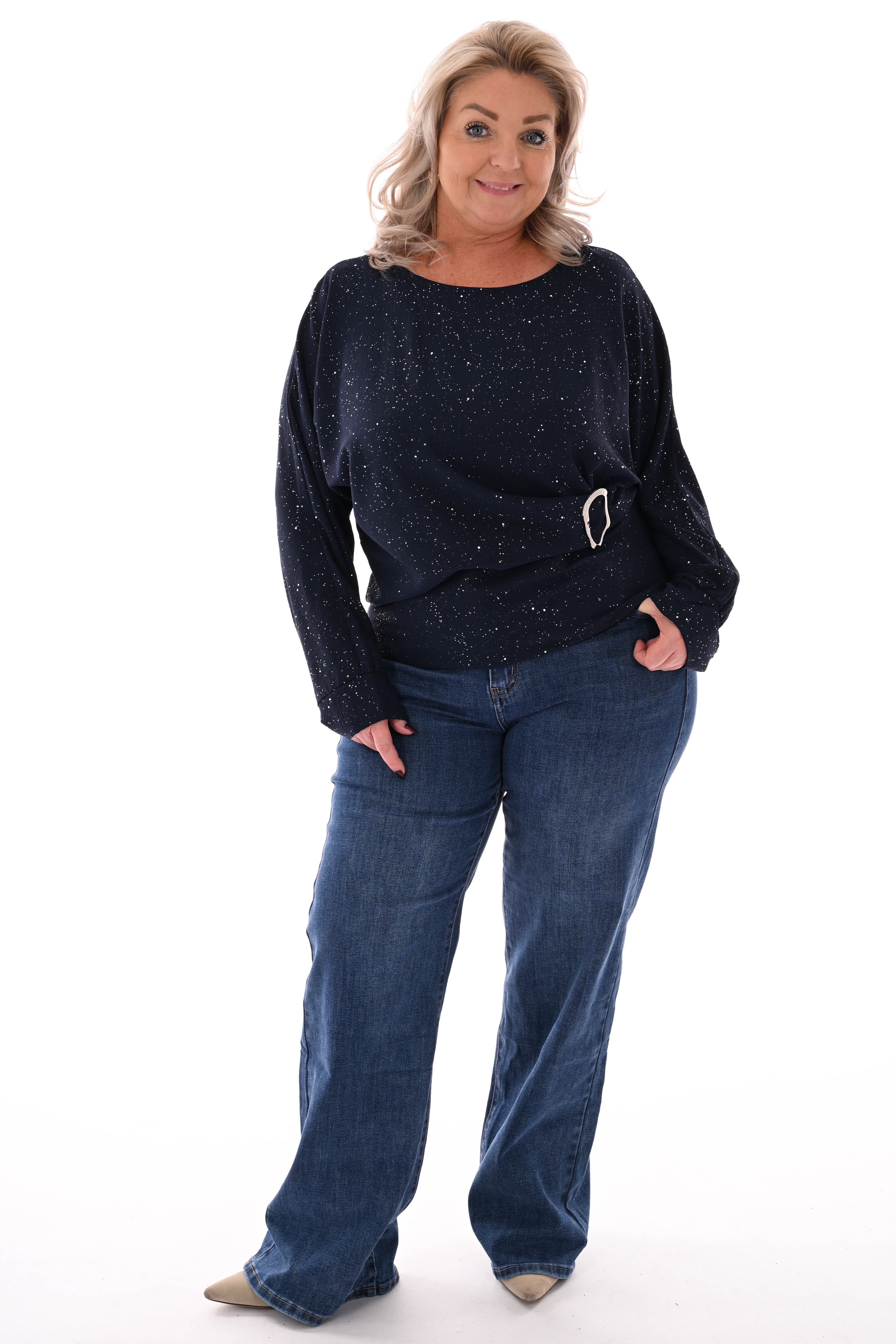 My Tina wide leg push-up middenblauw