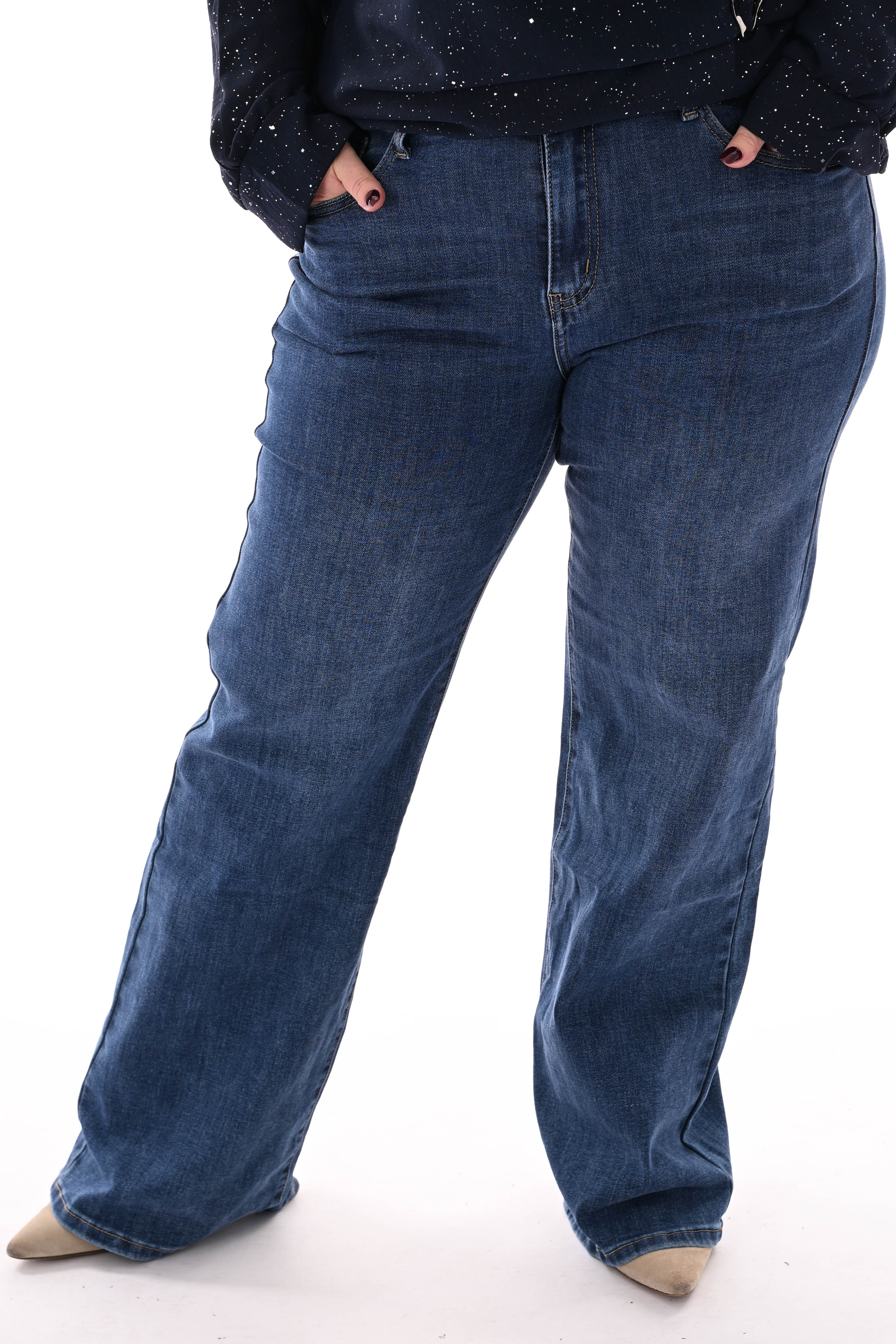 My Tina wide leg push-up middenblauw