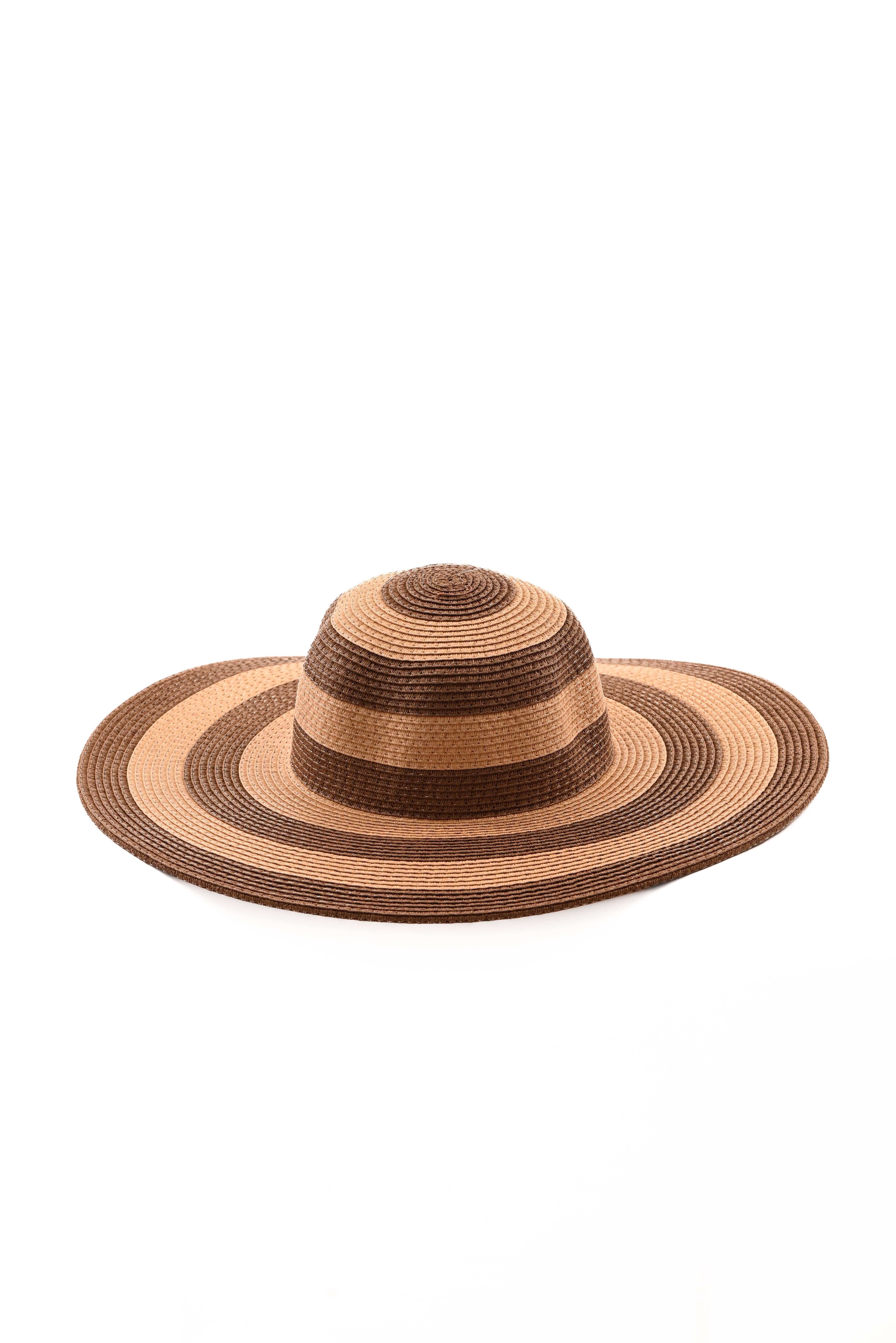 Hoed strepen bruin/beige