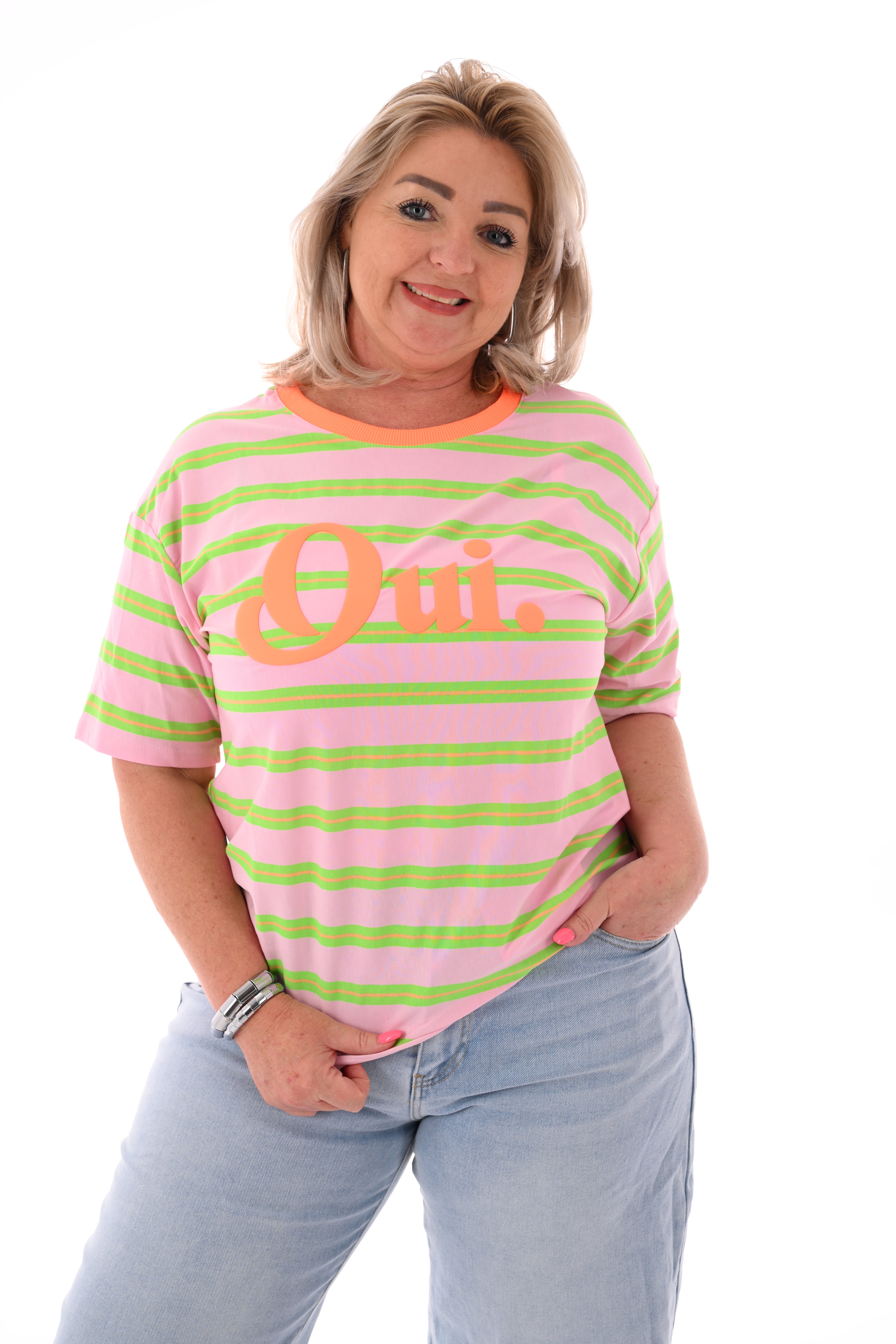 Shirt Oui roze/groen