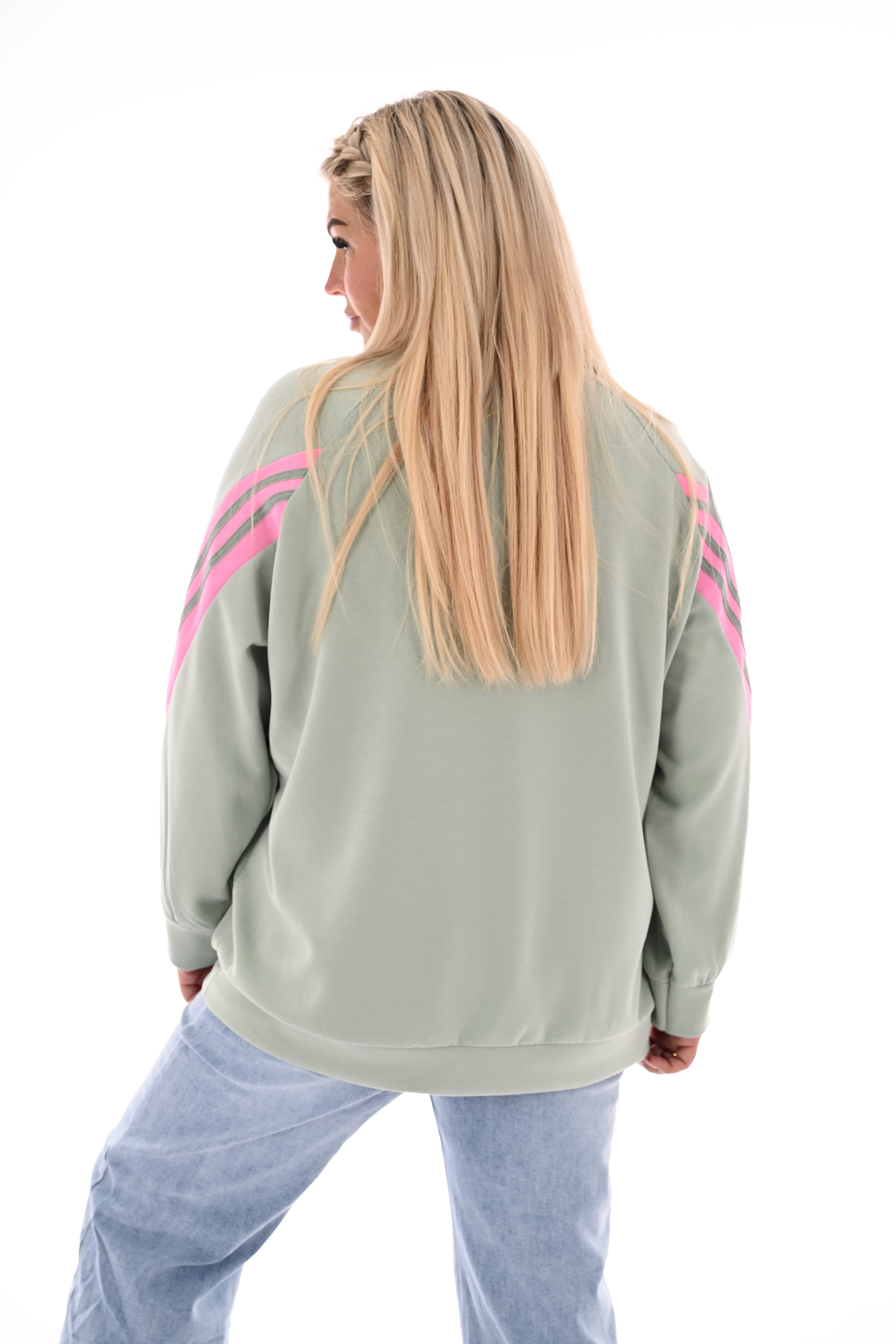 Sweater love club met bies lindegroen