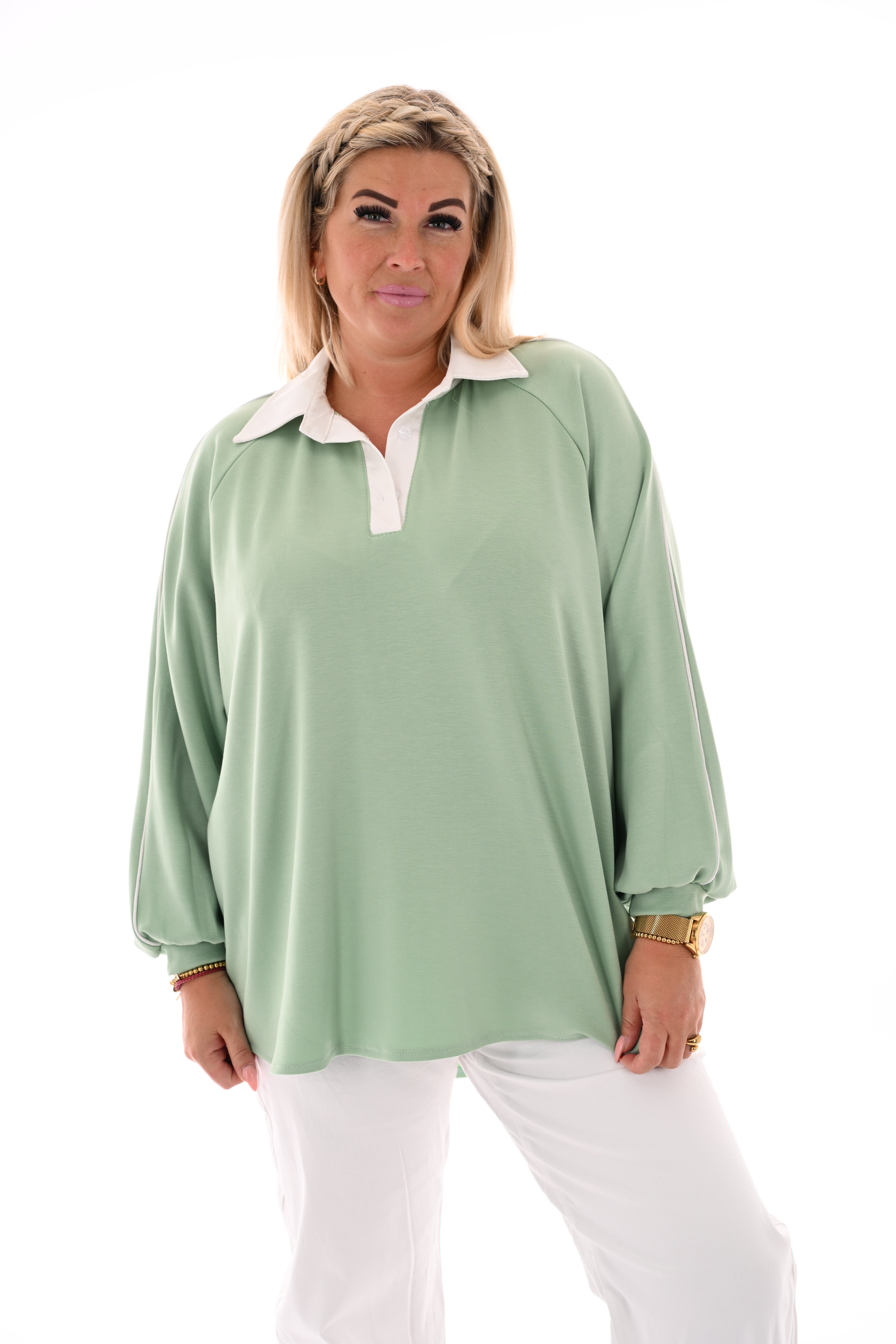 Sweater met kraag lichtgroen