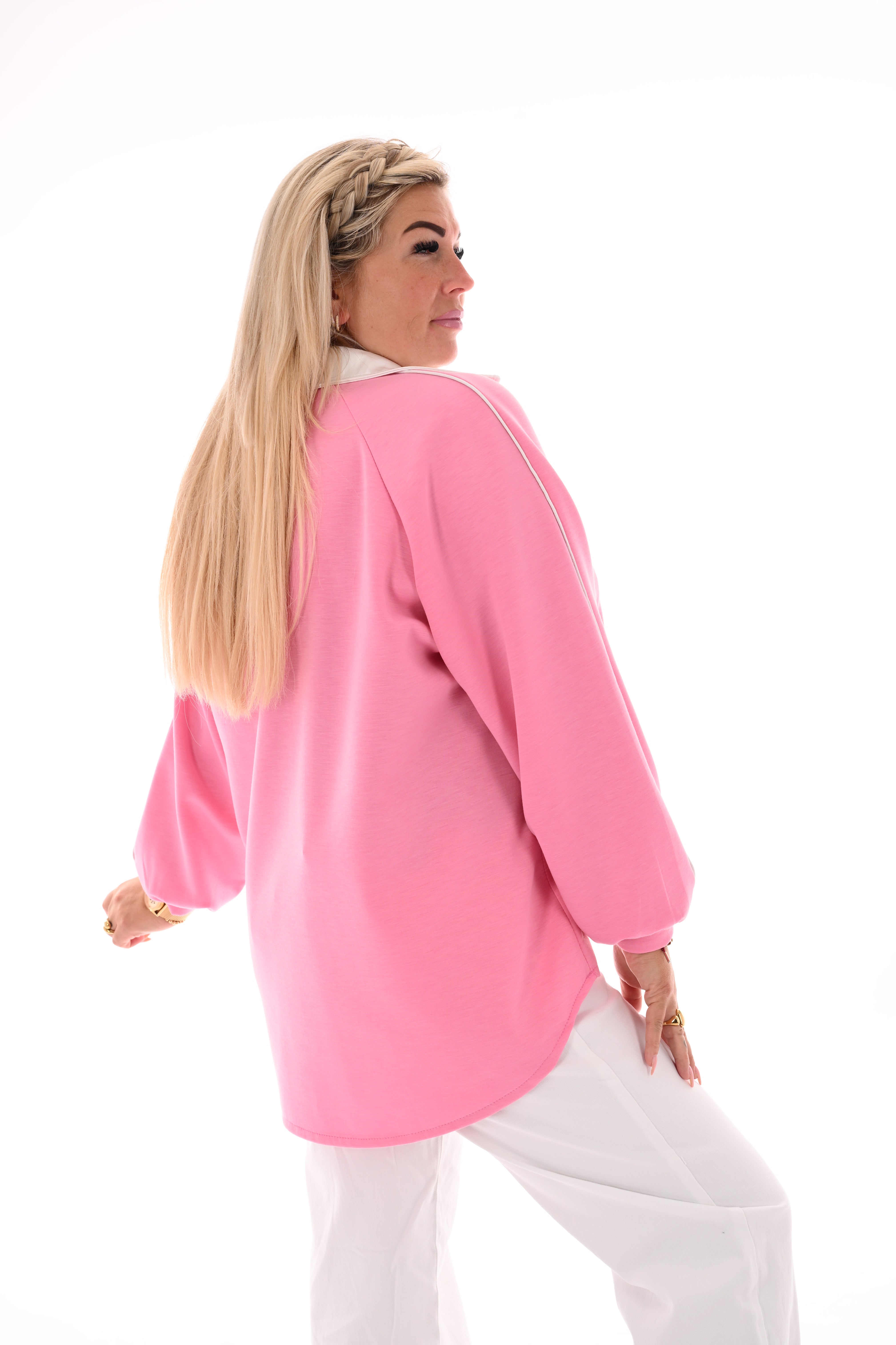 Sweater met kraag roze