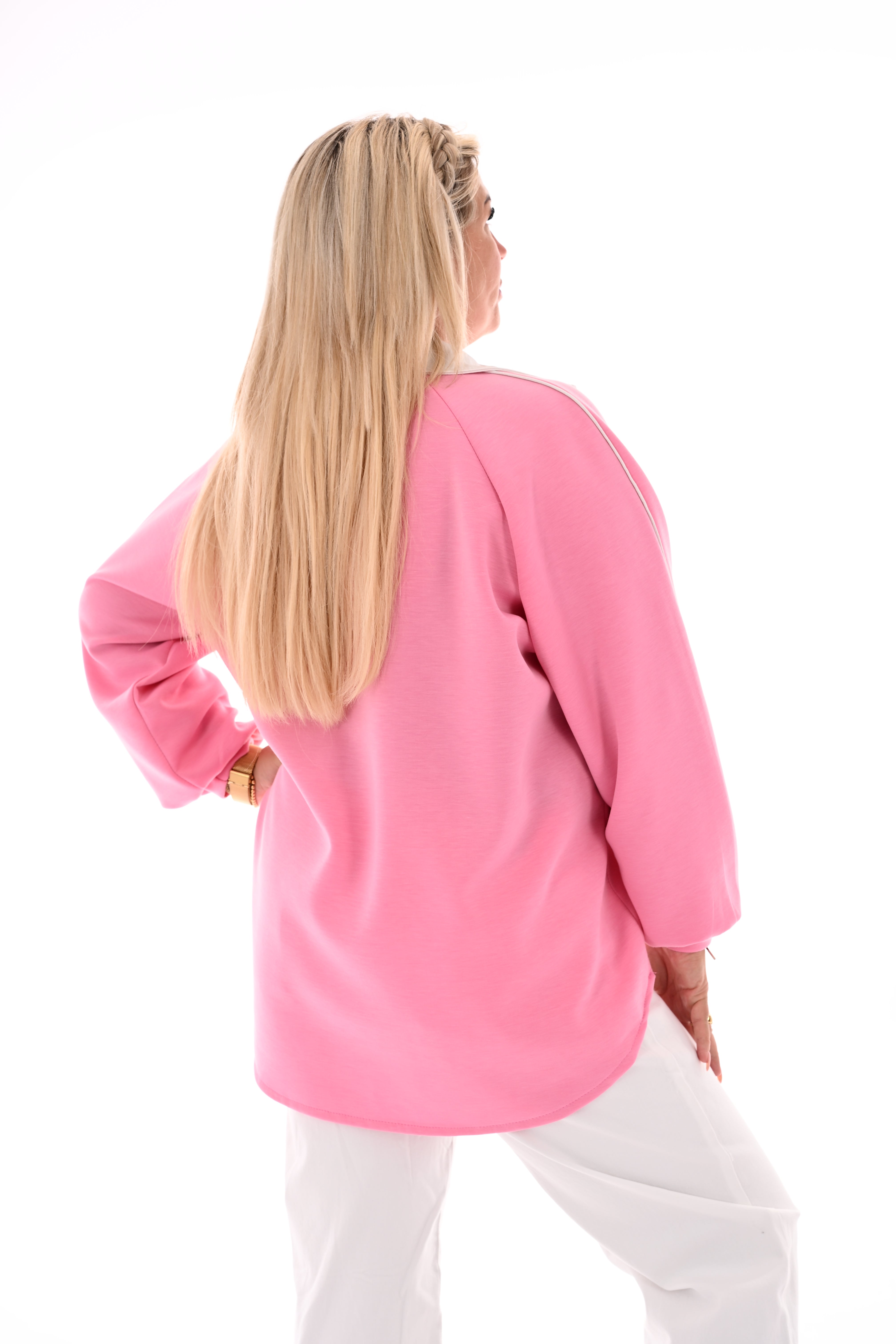 Sweater met kraag roze