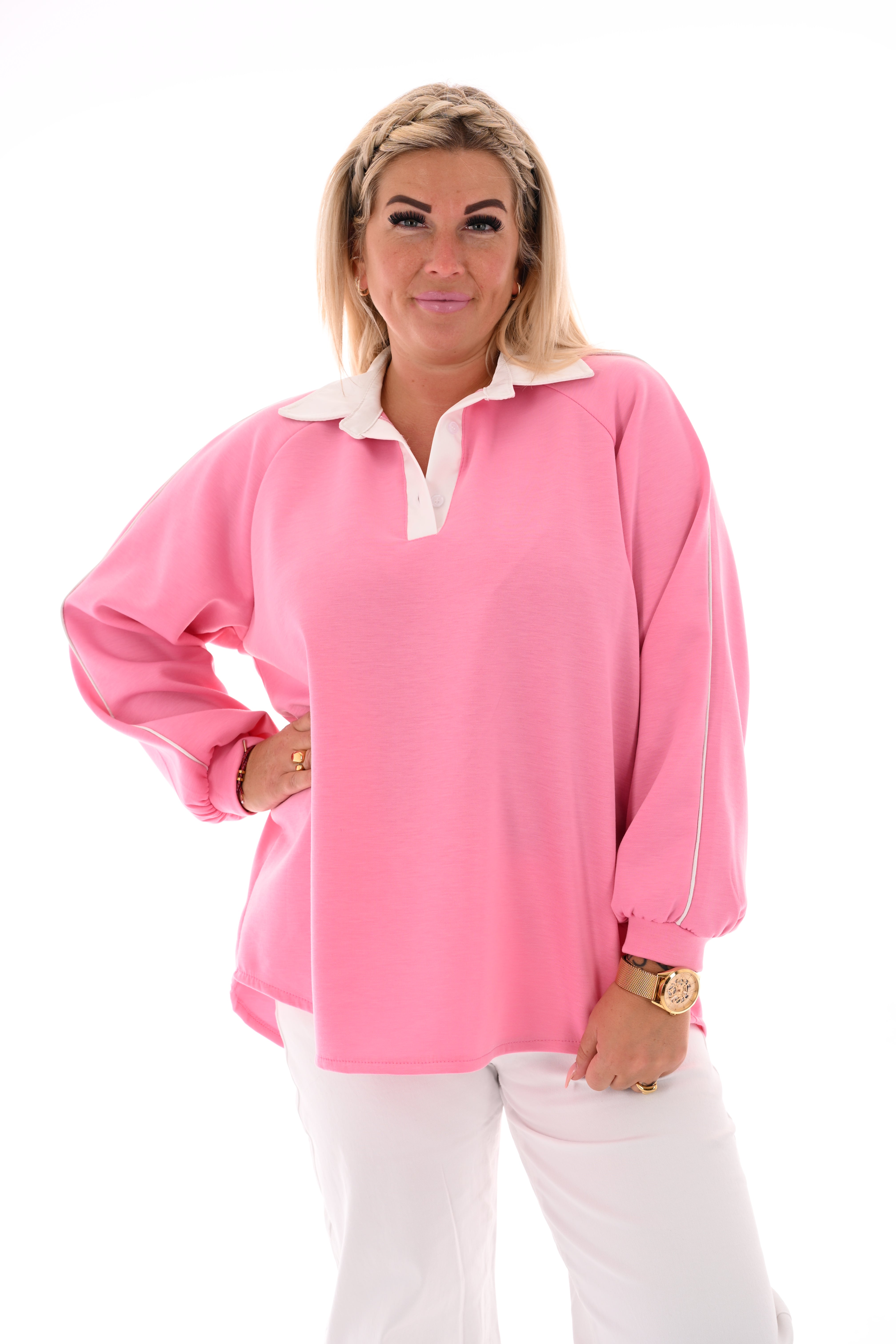 Sweater met kraag roze