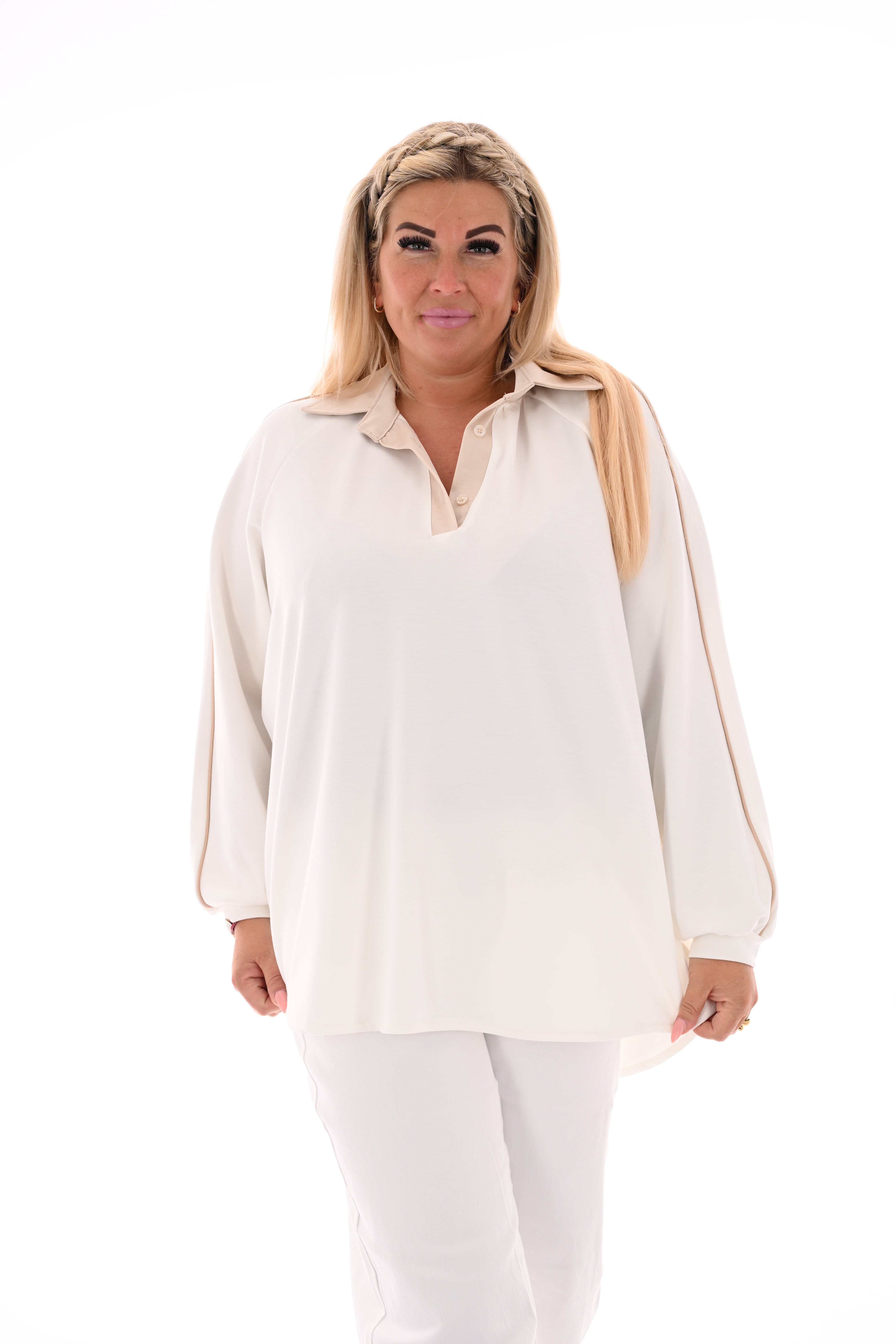 Sweater met kraag roomwit