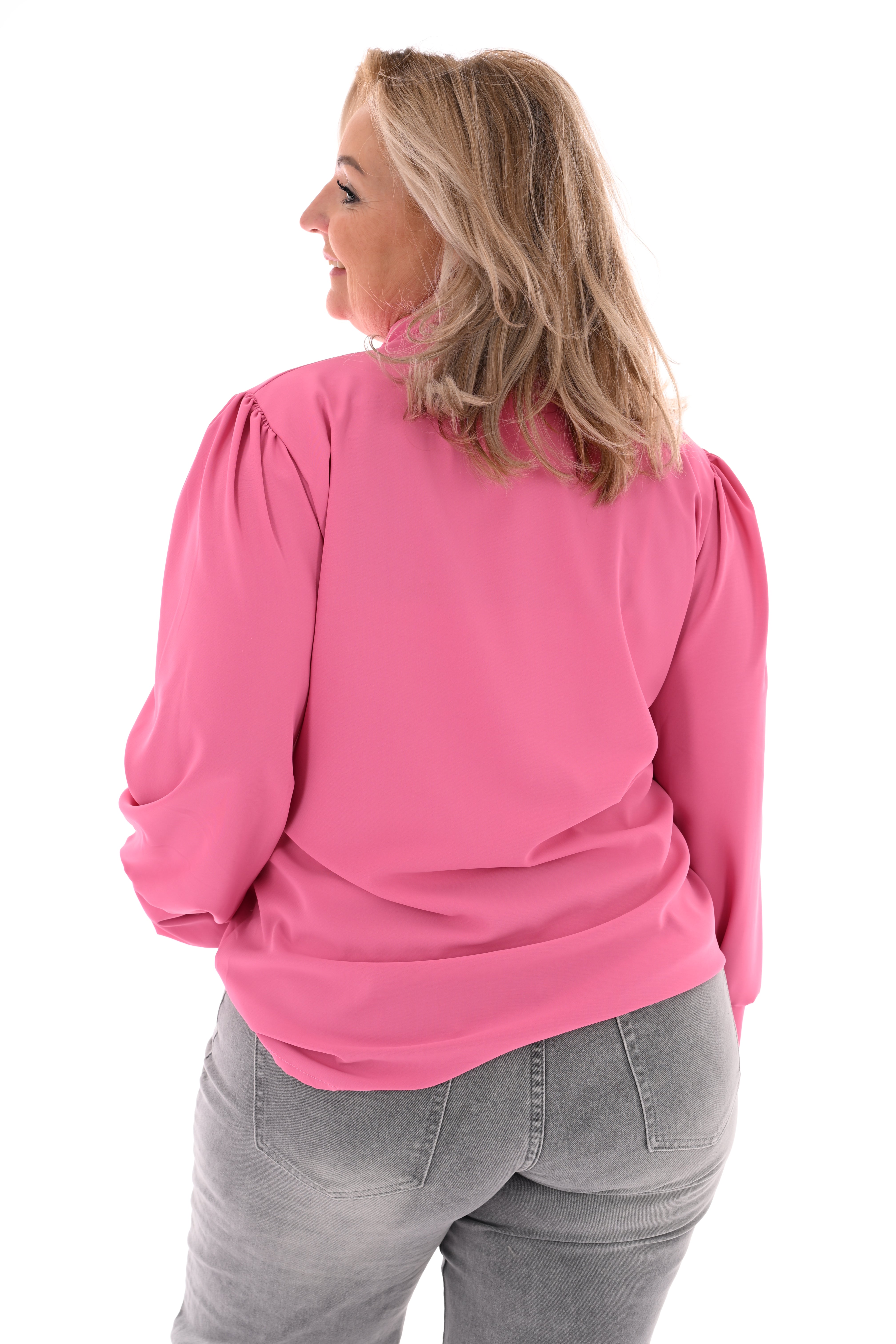 Blouse hals detail roze